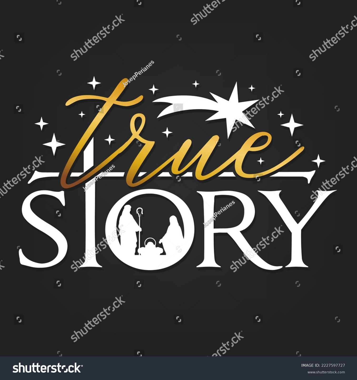 SVG of True Story Nativity Scene Silhouette. Holidays Christmas Religion. Holly Night Characters. Cut File Design. Vector Clip Art. svg