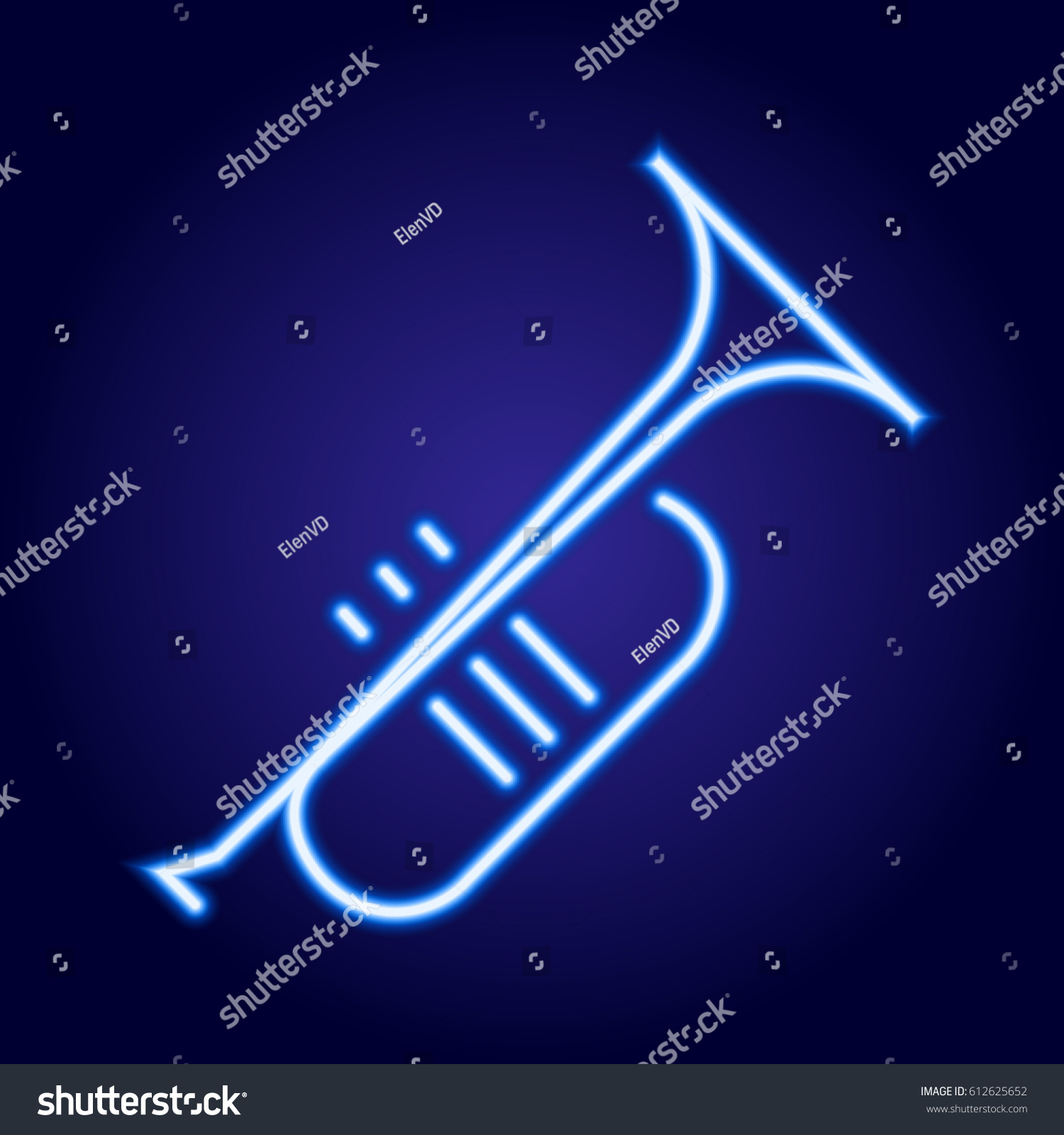 Trumpet Neon Blue Glowing Vector Illustration Stock Vector (Royalty ...