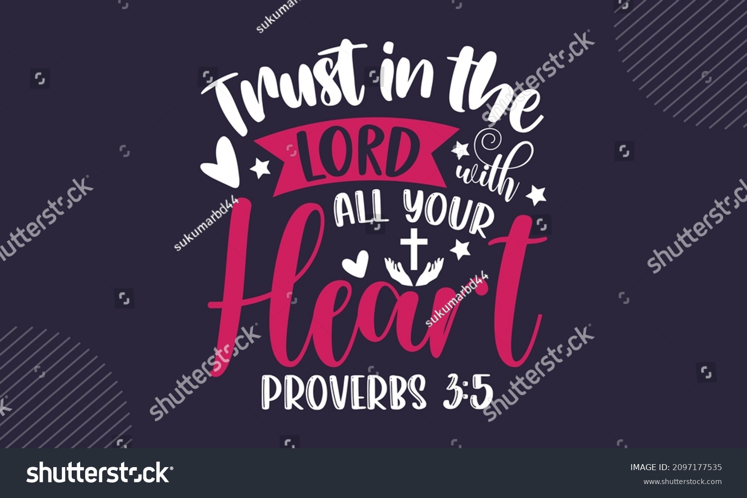 SVG of Trust in the lord with all your heart proverbs 3:5 - Christian Easter t shirt design, svg Files for Cutting Cricut and Silhouette, card, Hand drawn lettering phrase, Calligraphy t shirt design, isolat svg