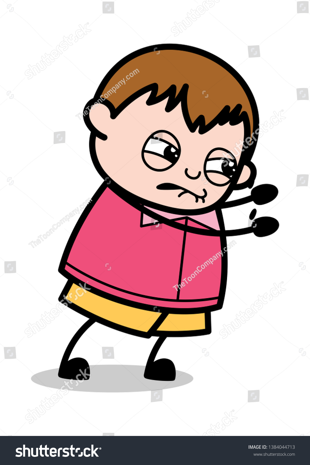 Trying Push Bosy Expression Teenager Cartoon Stock Vector (Royalty Free ...