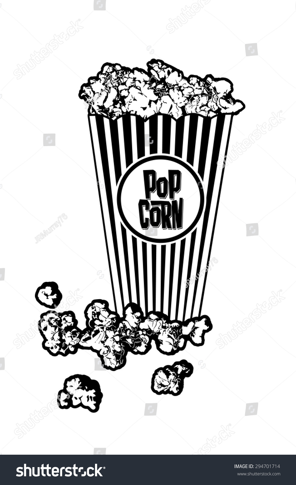 Tub Popcorn Black White Cartoon Food Stock Vector (Royalty Free ...