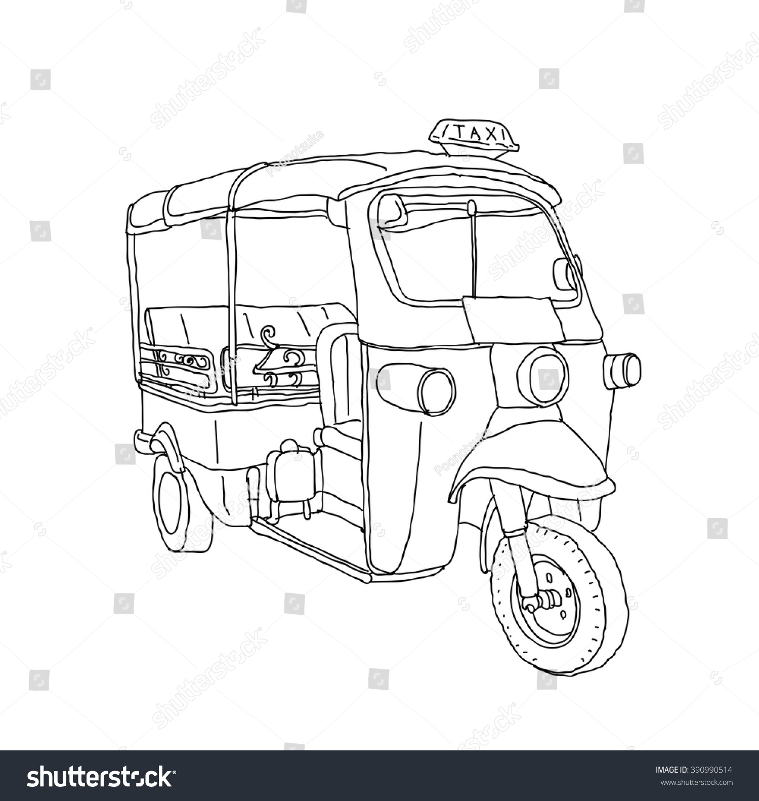 Tuk Tuk Bangkok Thailand Vector Stock Vector (Royalty Free) 390990514