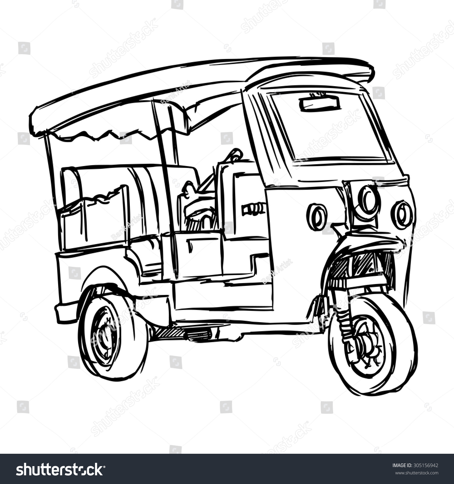 Tuk Tuk Thailand Vector Stock - 305156942 : Shutterstock