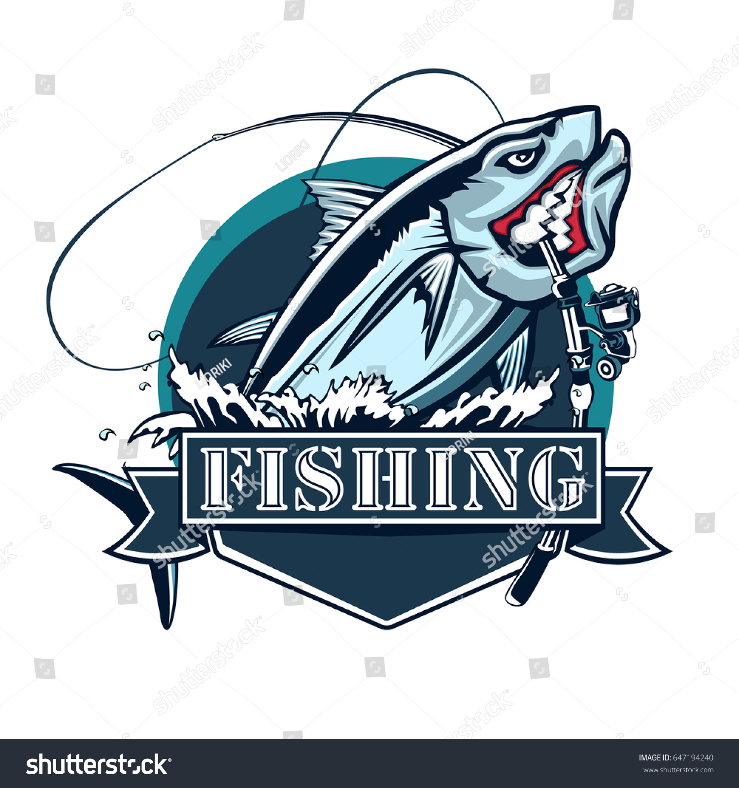 Tuna Big Fishing On White Logo Stock Vector 647194240 - Shutterstock