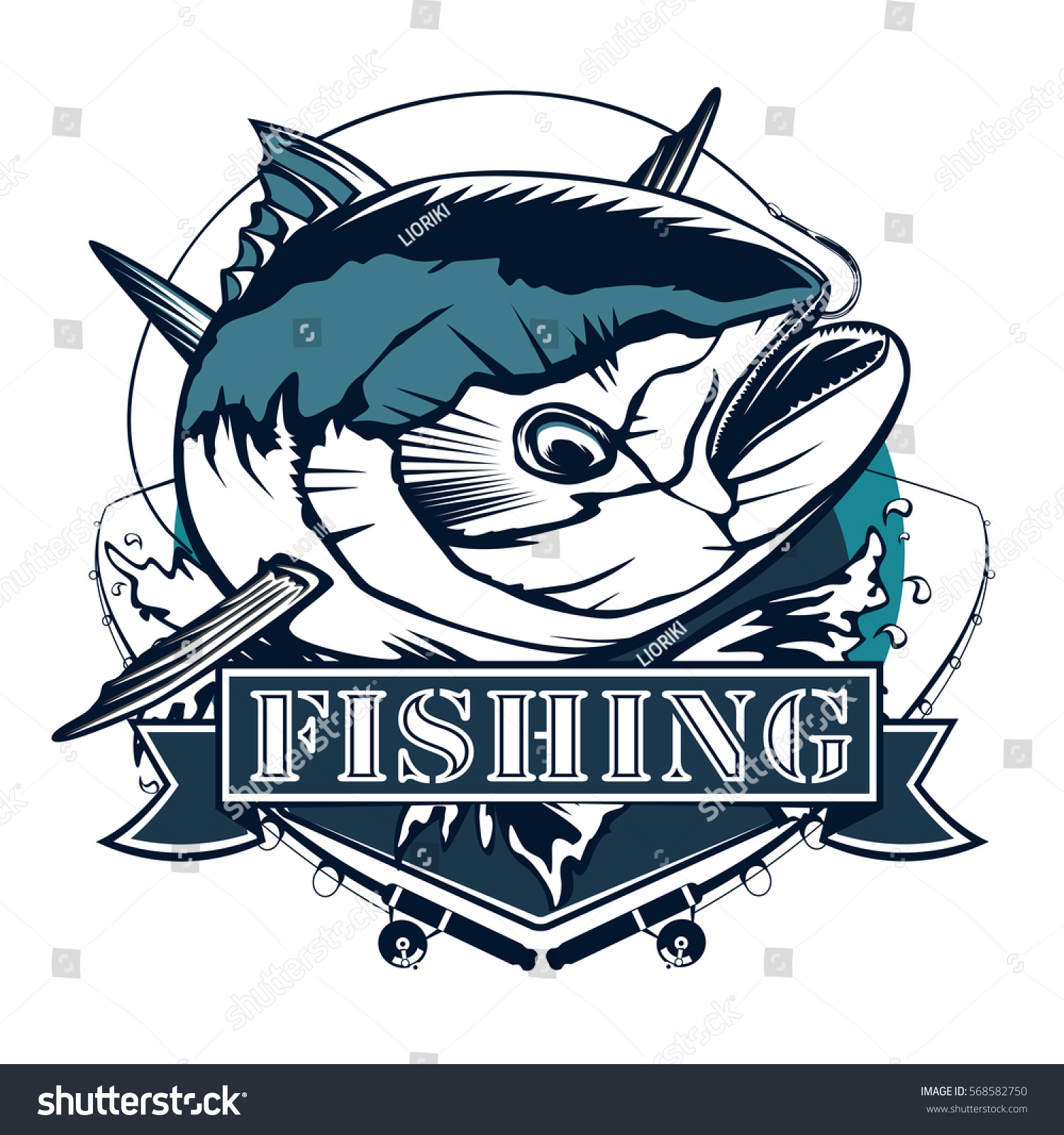 Tuna Fishing Logo Isolated On White Stock Vector 568582750 - Shutterstock