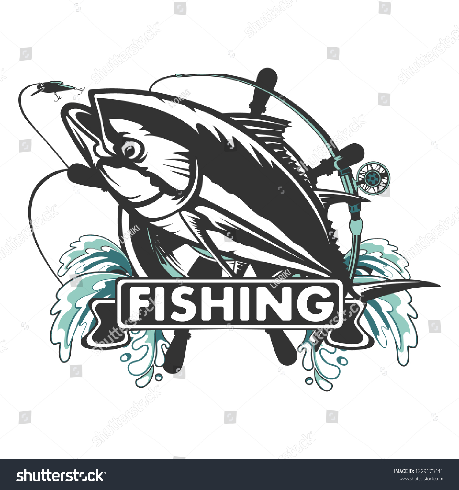 Tuna Yellow Fin Big Eye Tuna Stock Vector (Royalty Free) 1229173441