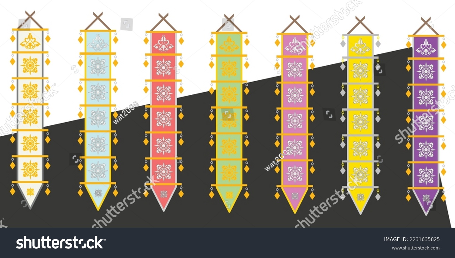 SVG of Tung- or traditional Lanna flag at northern of Thailand hanging for decorated. svg
