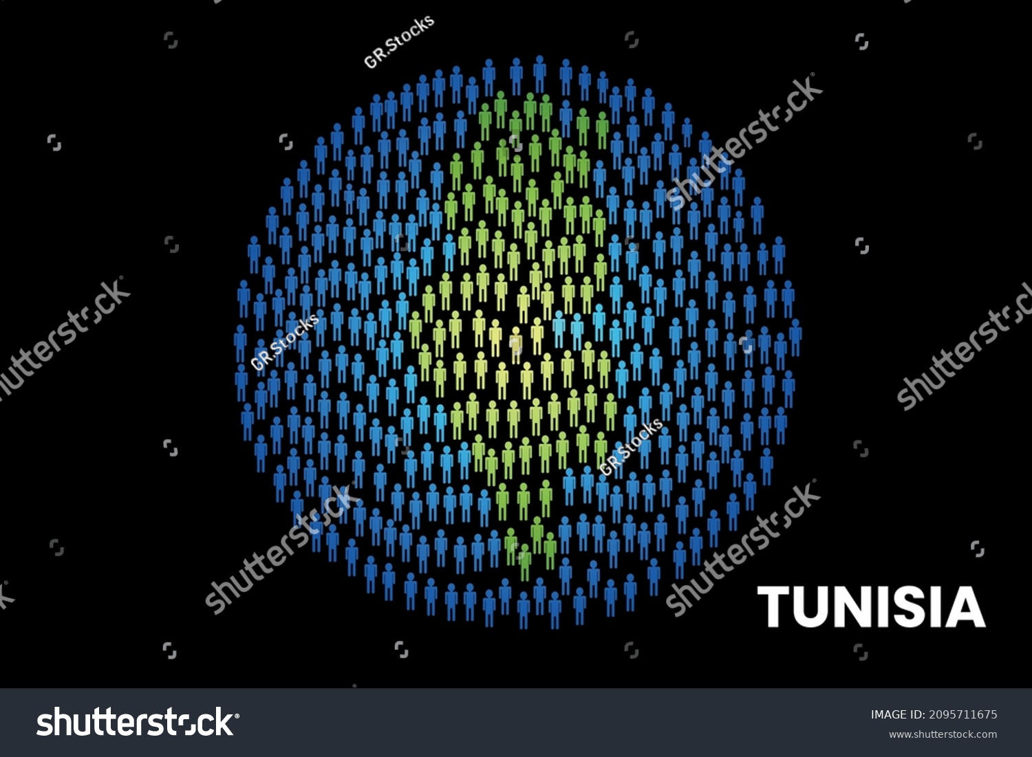 Tunisia Population People Map Globe Vector Stock Vector (Royalty Free