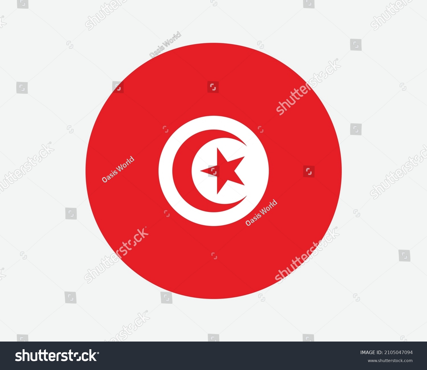 SVG of Tunisia Round Country Flag. Tunisian Circle National Flag. Republic of Tunisia Circular Shape Button Banner. EPS Vector Illustration. svg