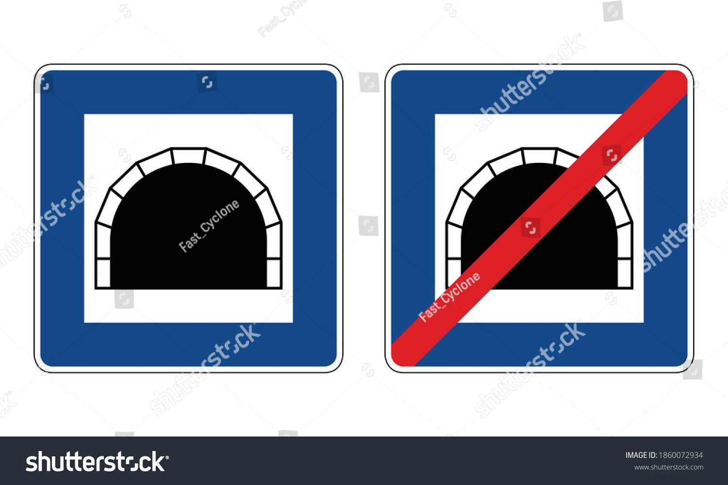 Tunnel Ahead End Tunnel Road Sign Stock Vector (Royalty Free) 1860072934