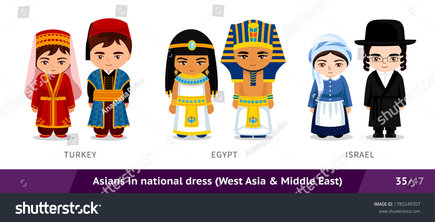 トルコ エジプト イスラエル 国民服を着た男女 民族衣装を着たアジア人のセット 漫画のキャラクター 東南アジア ベクターフラットイラスト のベクター画像素材 ロイヤリティフリー Shutterstock