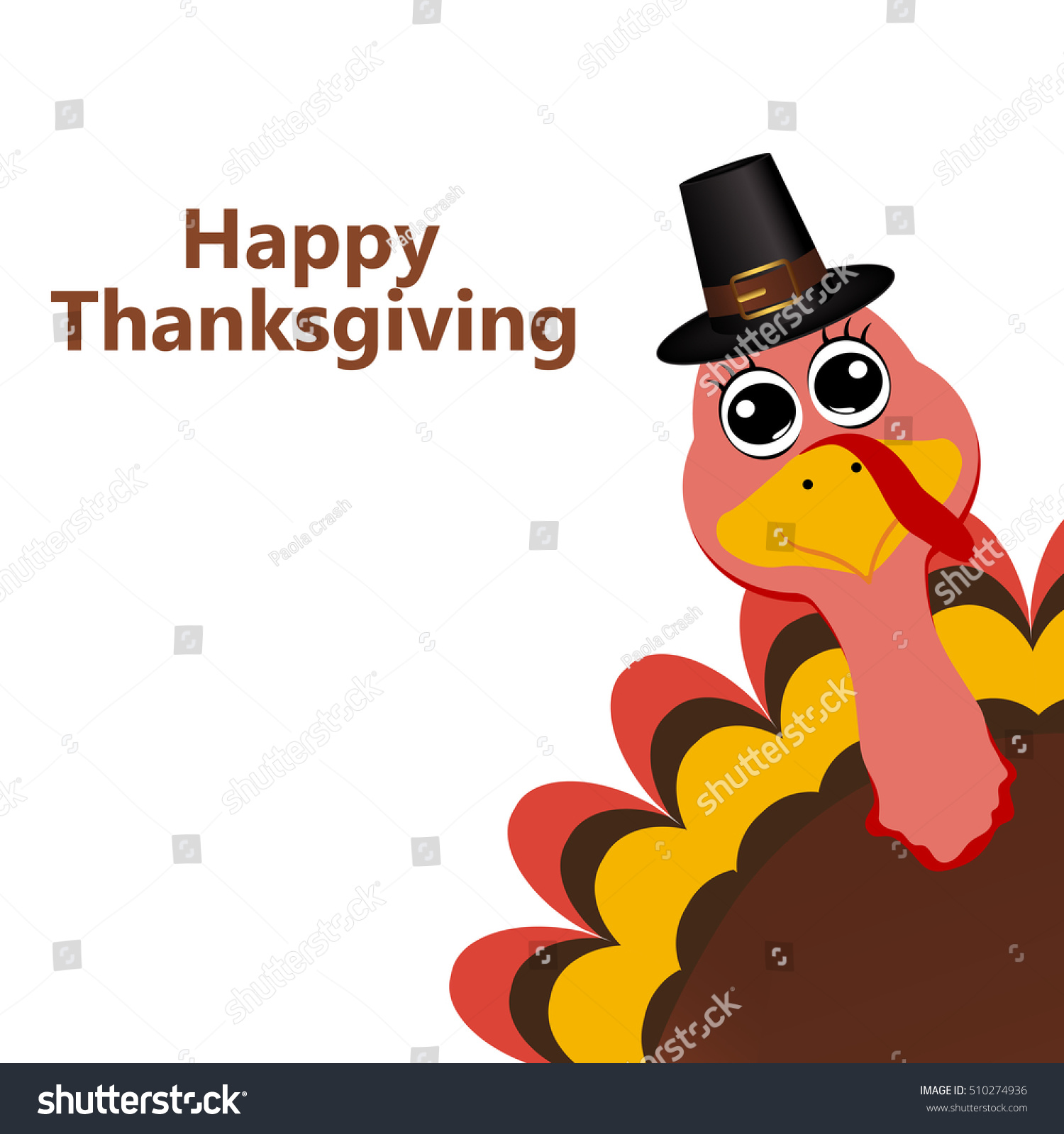 Turkey In Hat On Thanksgiving Day Stock Vector Illustration 510274936 ...