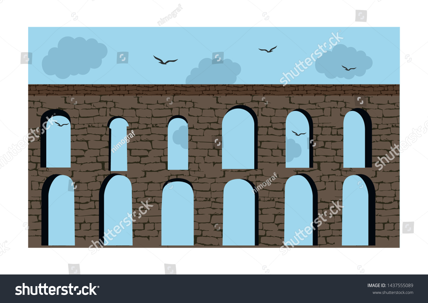 SVG of Turkey, Istanbul (Bozdagan Kemeri) Aqueduct of the Grey Falcon.  Roman aqueduct which was the major water-providing system of the Eastern Roman capital of Constantinople. Valens Aqueduct  svg