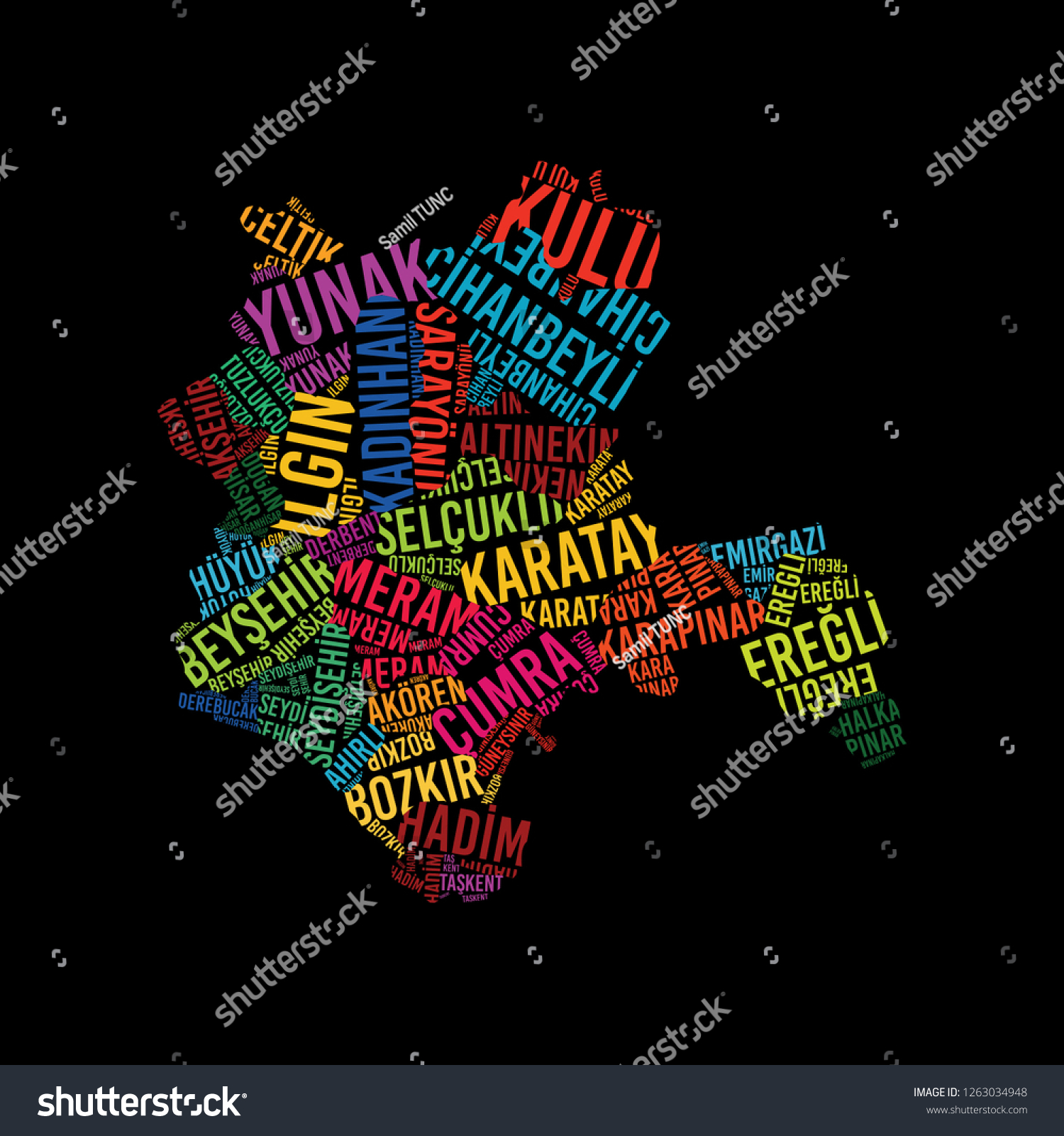 Turkey Map Typography Word Cloud Concept Stock Vector (Royalty Free ...