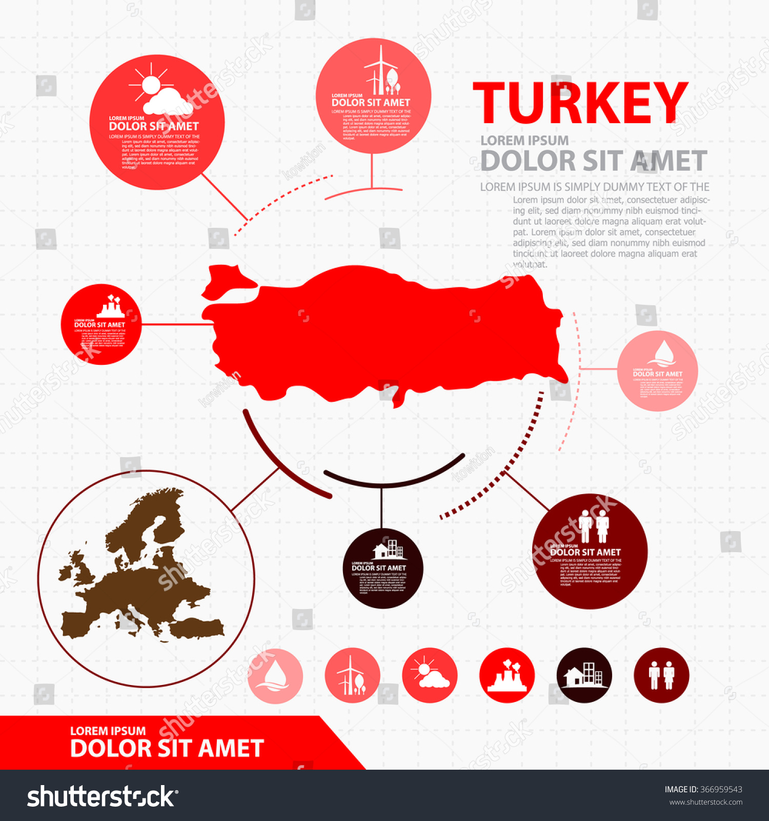 Turkey Map Infographic Stock Vector Illustration 366959543 Shutterstock