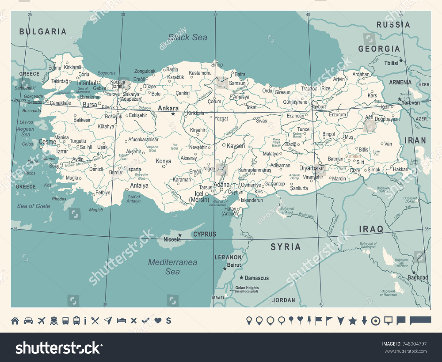 SVG of Turkey Map - Vintage Detailed Vector Illustration svg