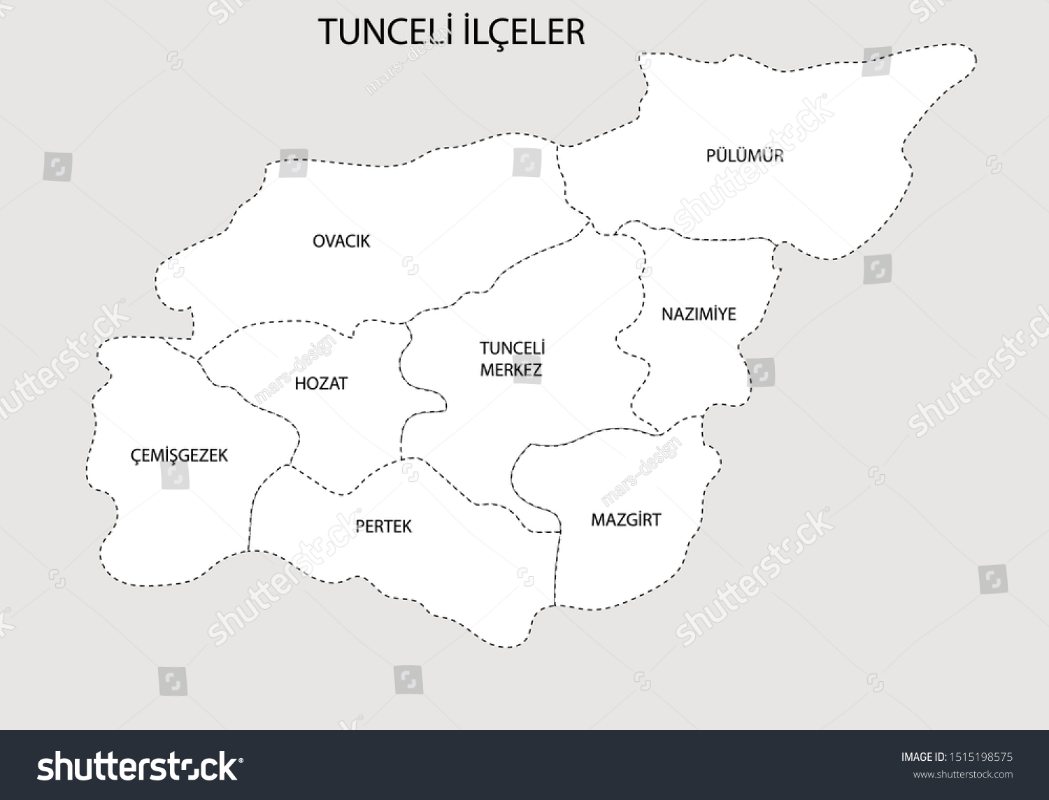 Turkey Tunceli District Map Drawing Stock Vector (Royalty Free) 1515198575