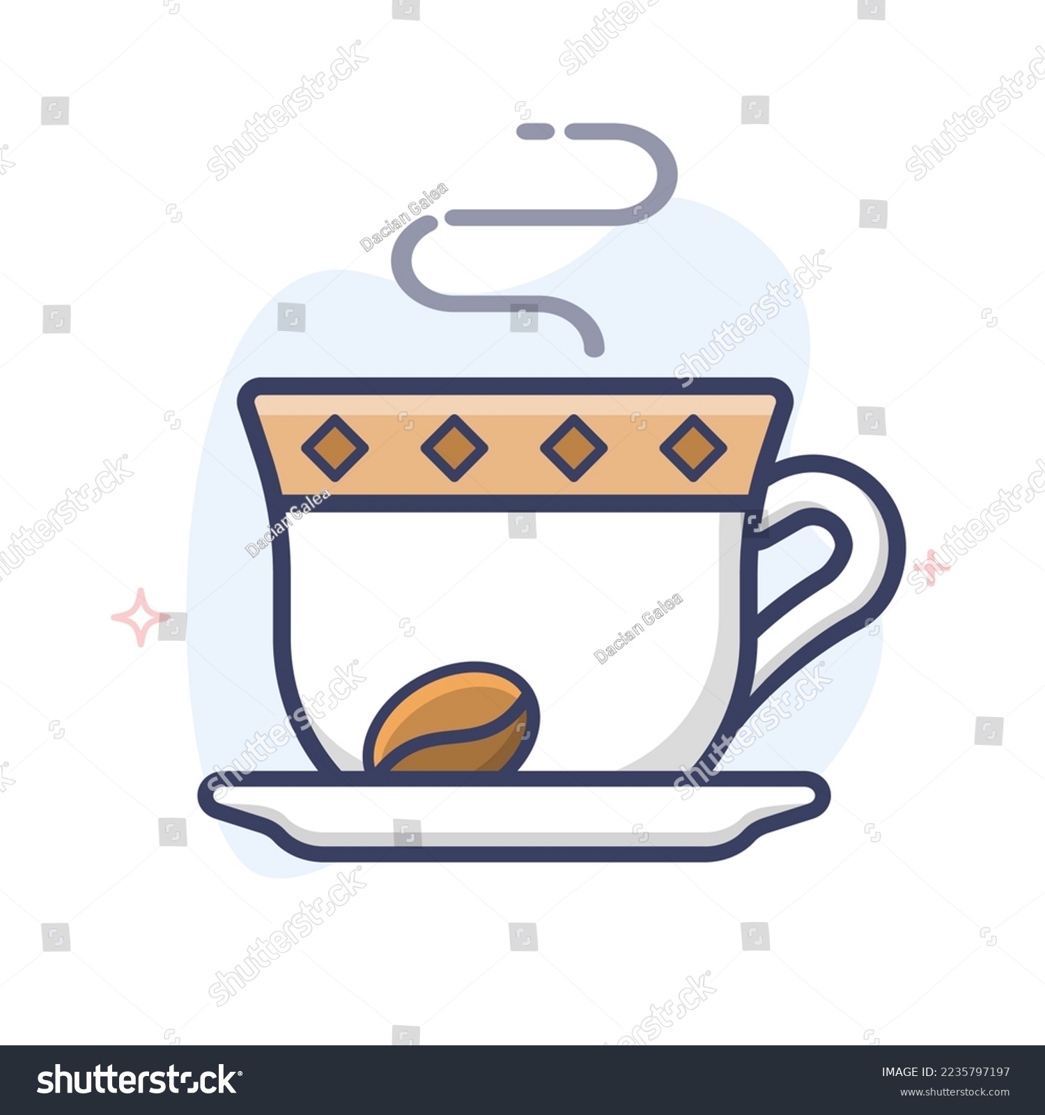 SVG of Turkish coffee cup outline icon. Coffee mug and saucer line illustration. svg