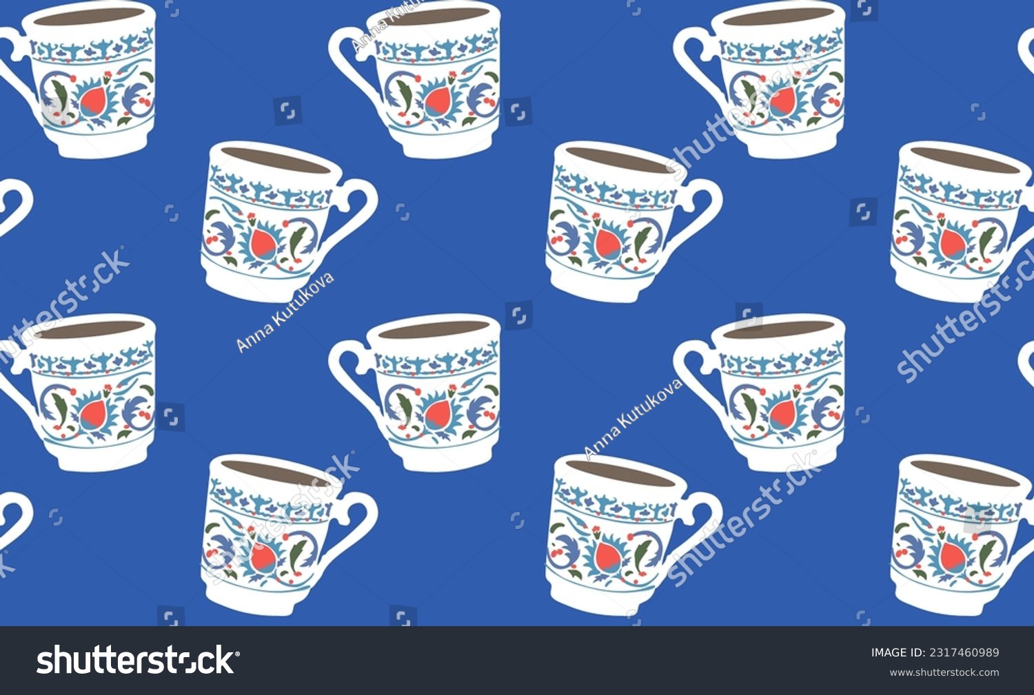 SVG of Turkish coffee, traditional small cup seamless pattern. Vector background banner. svg