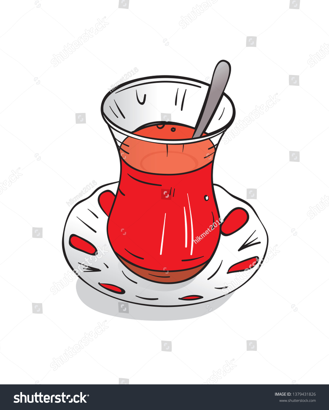 SVG of turkish tea. hand drawing turkish tea and saucer svg