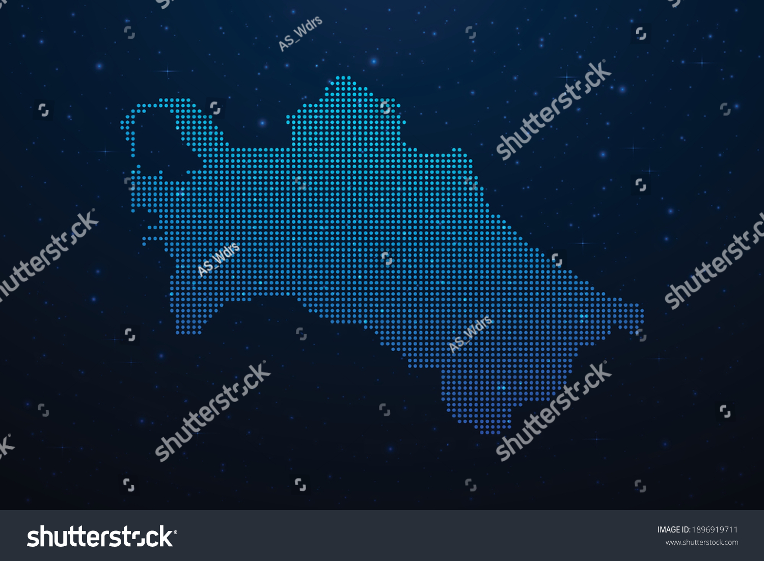 Turkmenistan Dotted Map Futuristic Style Glowing Stock Vector Royalty Free 1896919711 