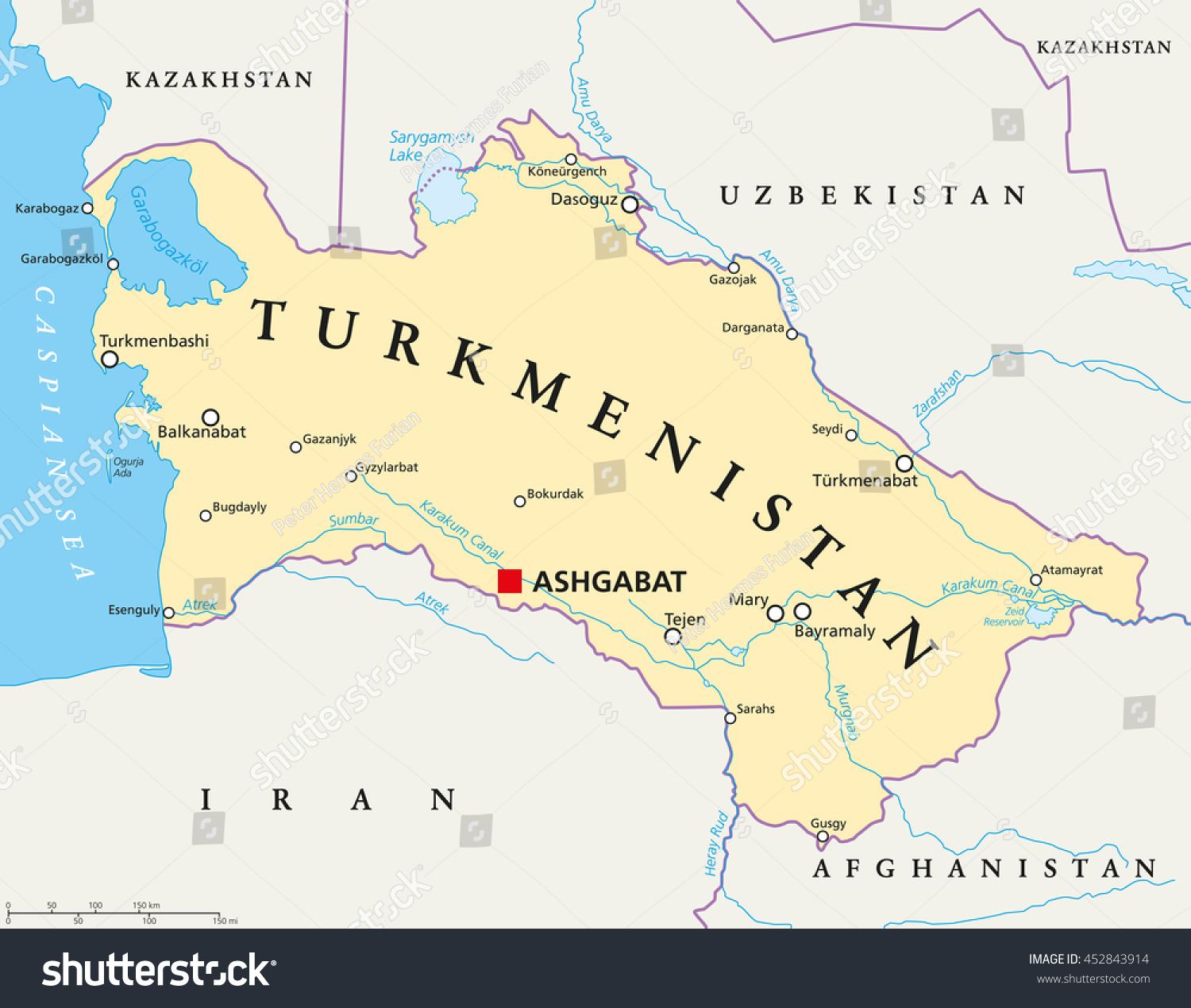 turkmenistan kartta Turkmenistan Political Map Capital Ashgabat National Stock Vector 