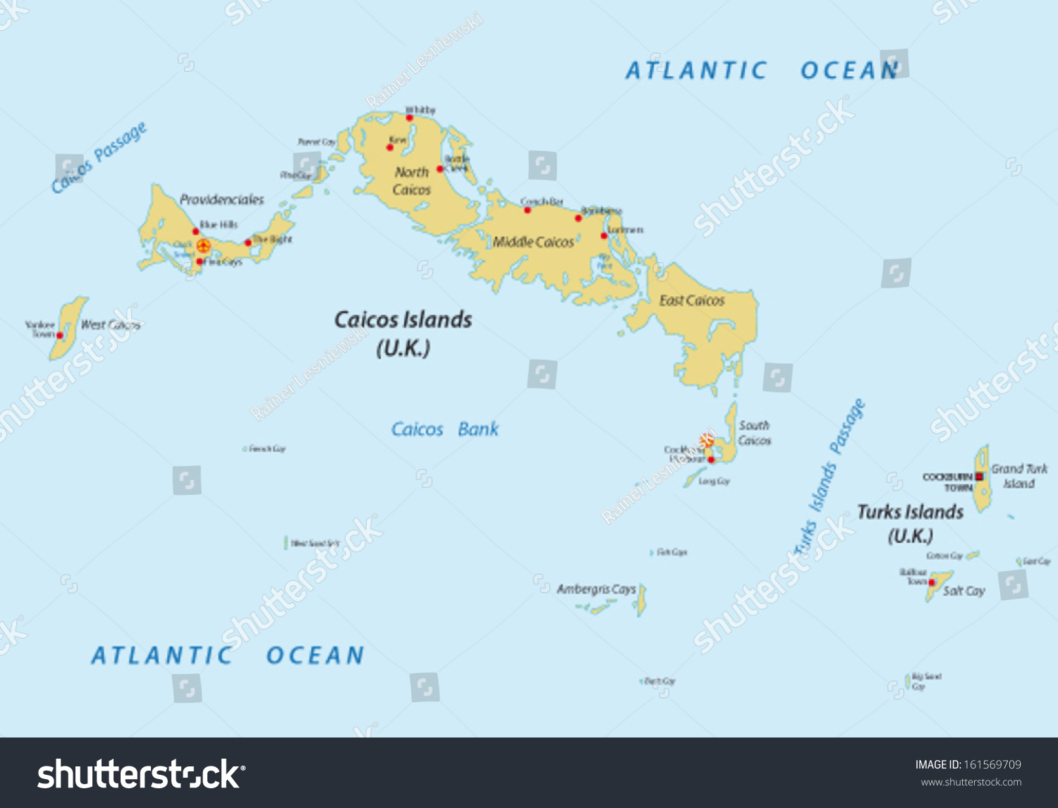 Turks And Caicos Islands Map Stock Vector Illustration 161569709 ...