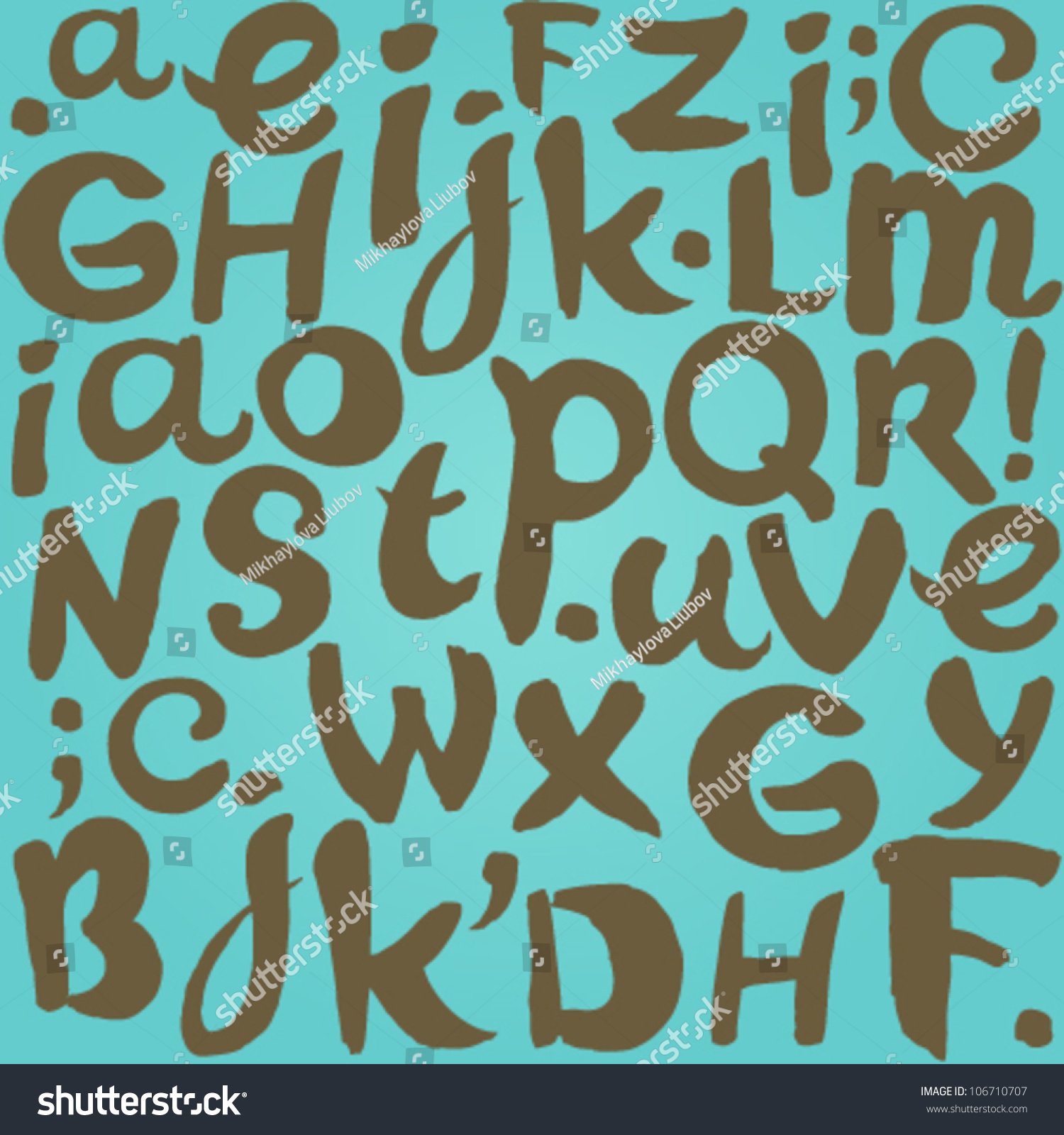 Turquoise Background Handwritten Grunge Letters Stock Vector 106710707 ...