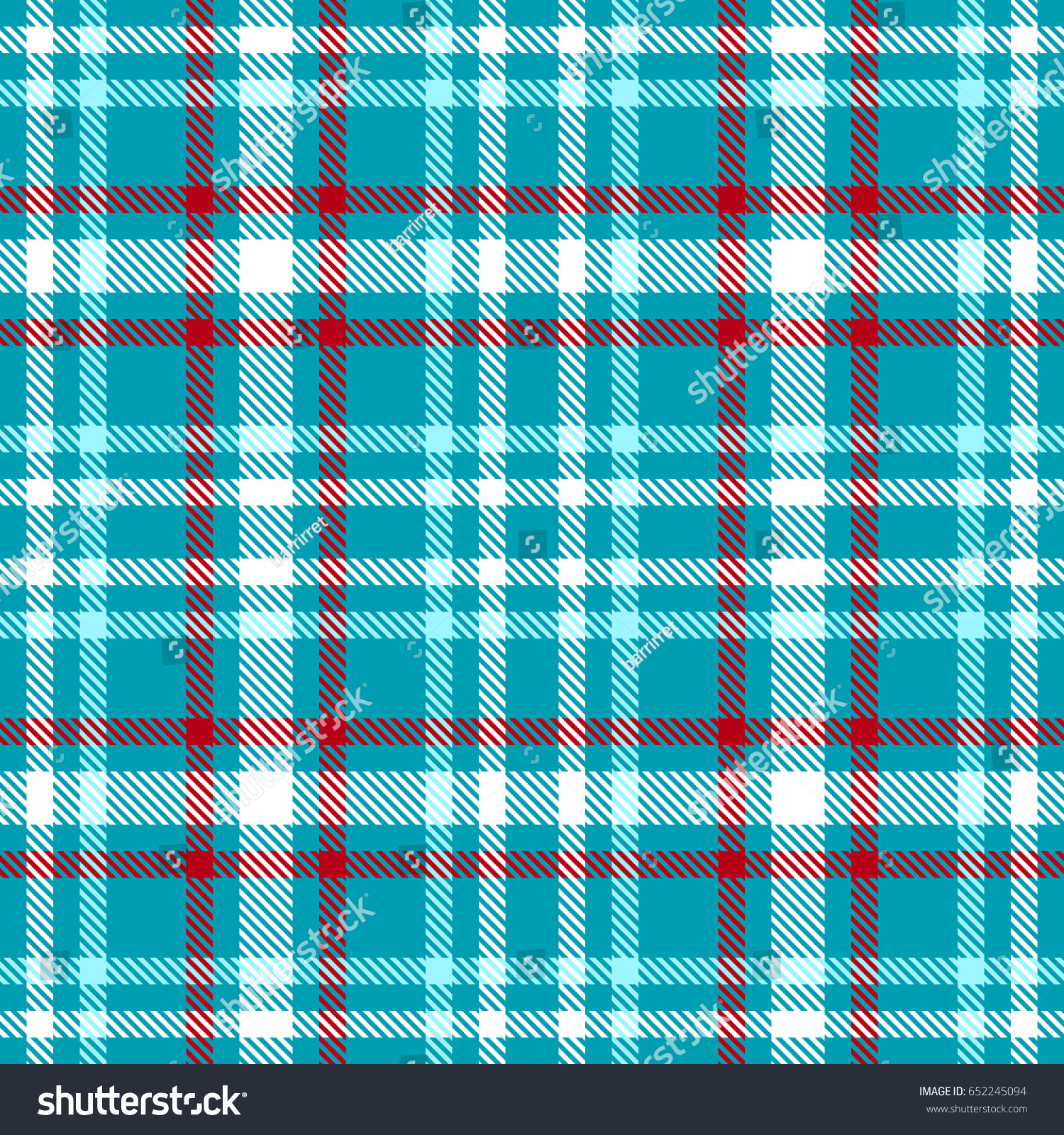 Turquoise Blue Red White Color Tartan Stock Vector 2018