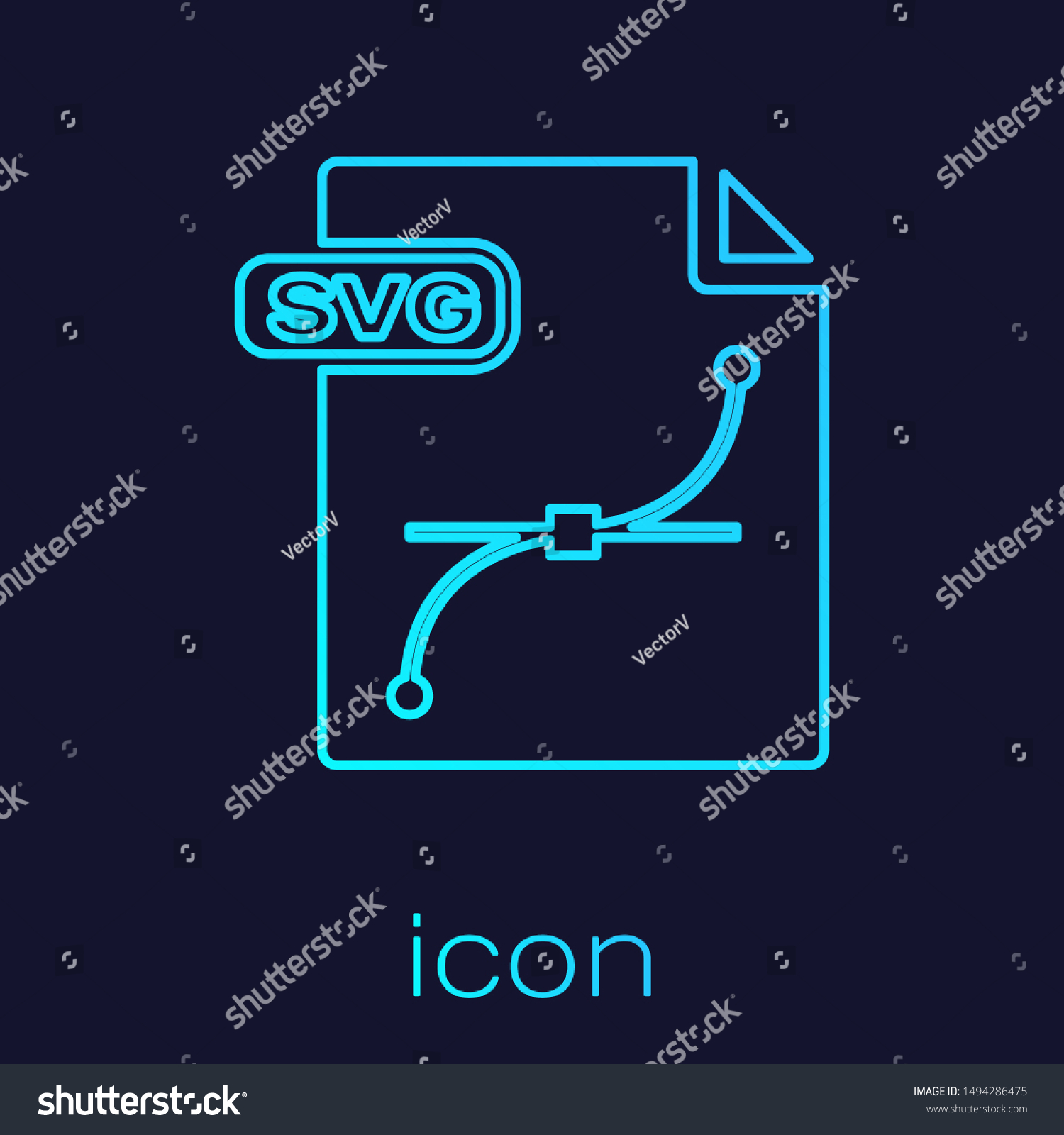 SVG of Turquoise line SVG file document. Download svg button icon isolated on blue background. SVG file symbol.  Vector Illustration svg