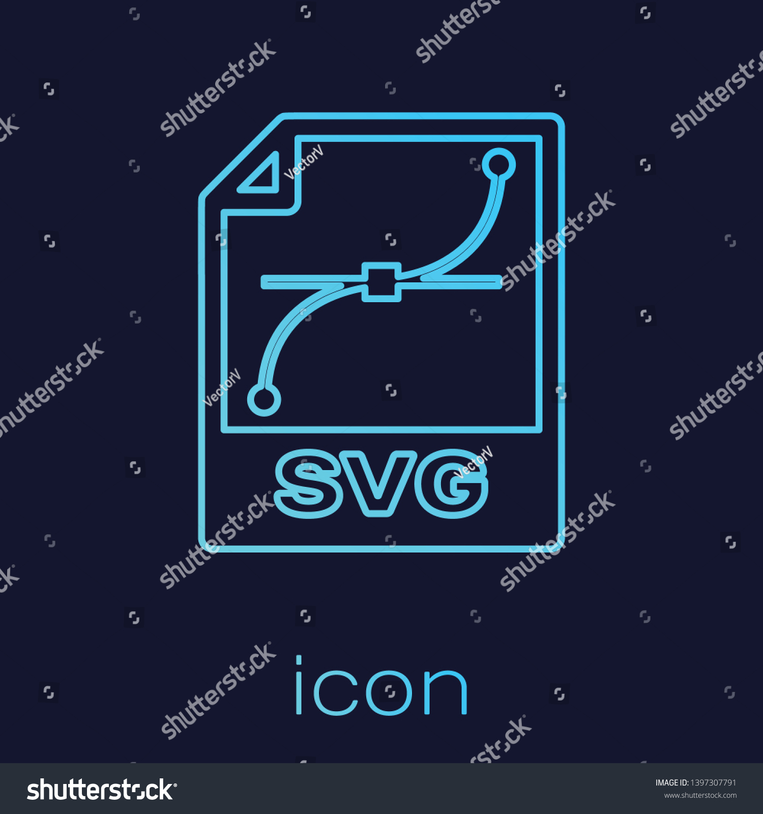 SVG of Turquoise SVG file document icon. Download svg button line icon isolated on blue background. SVG file symbol. Vector Illustration svg