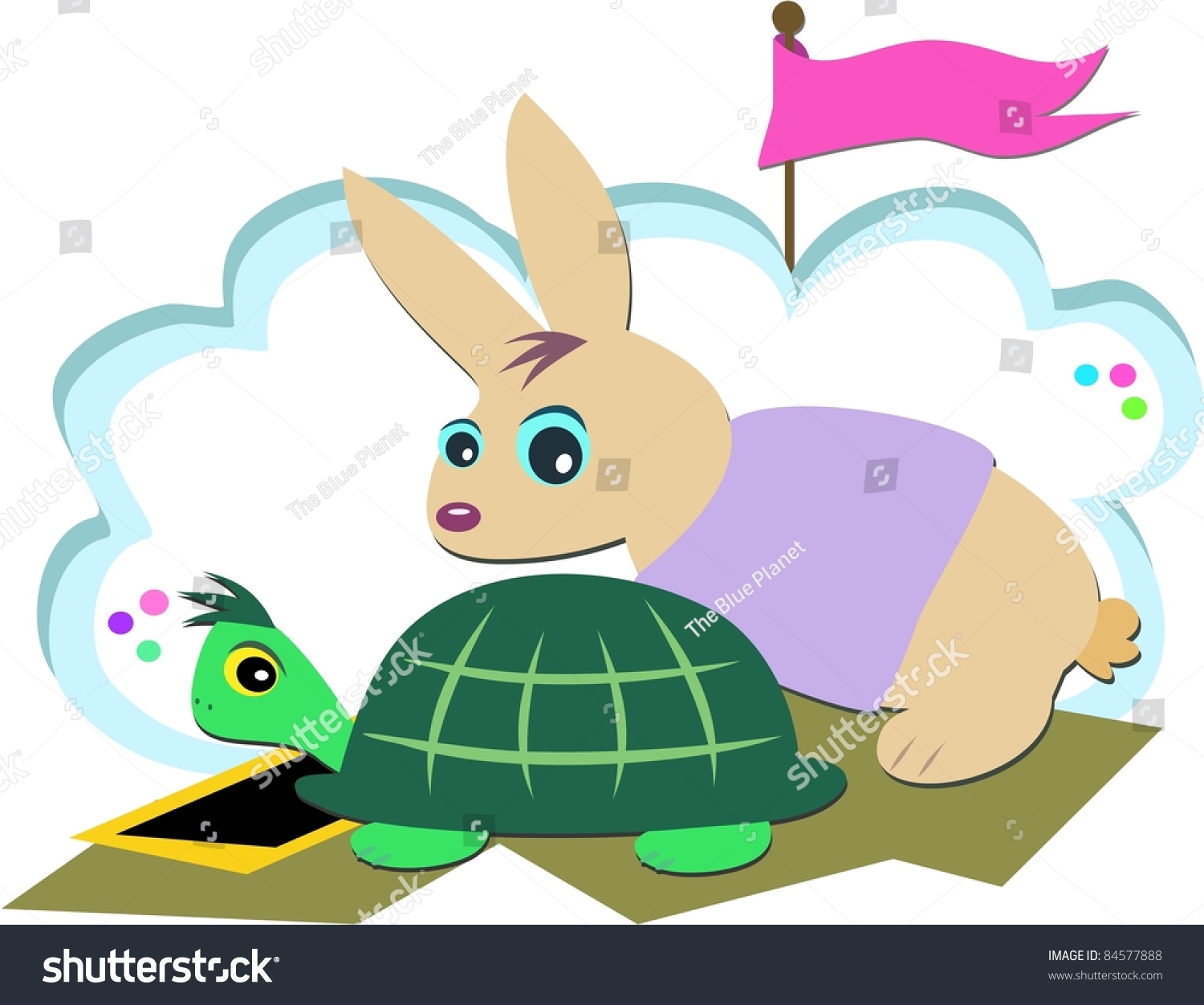 Turtle And Rabbit Race Stock Vector Illustration 84577888 : Shutterstock