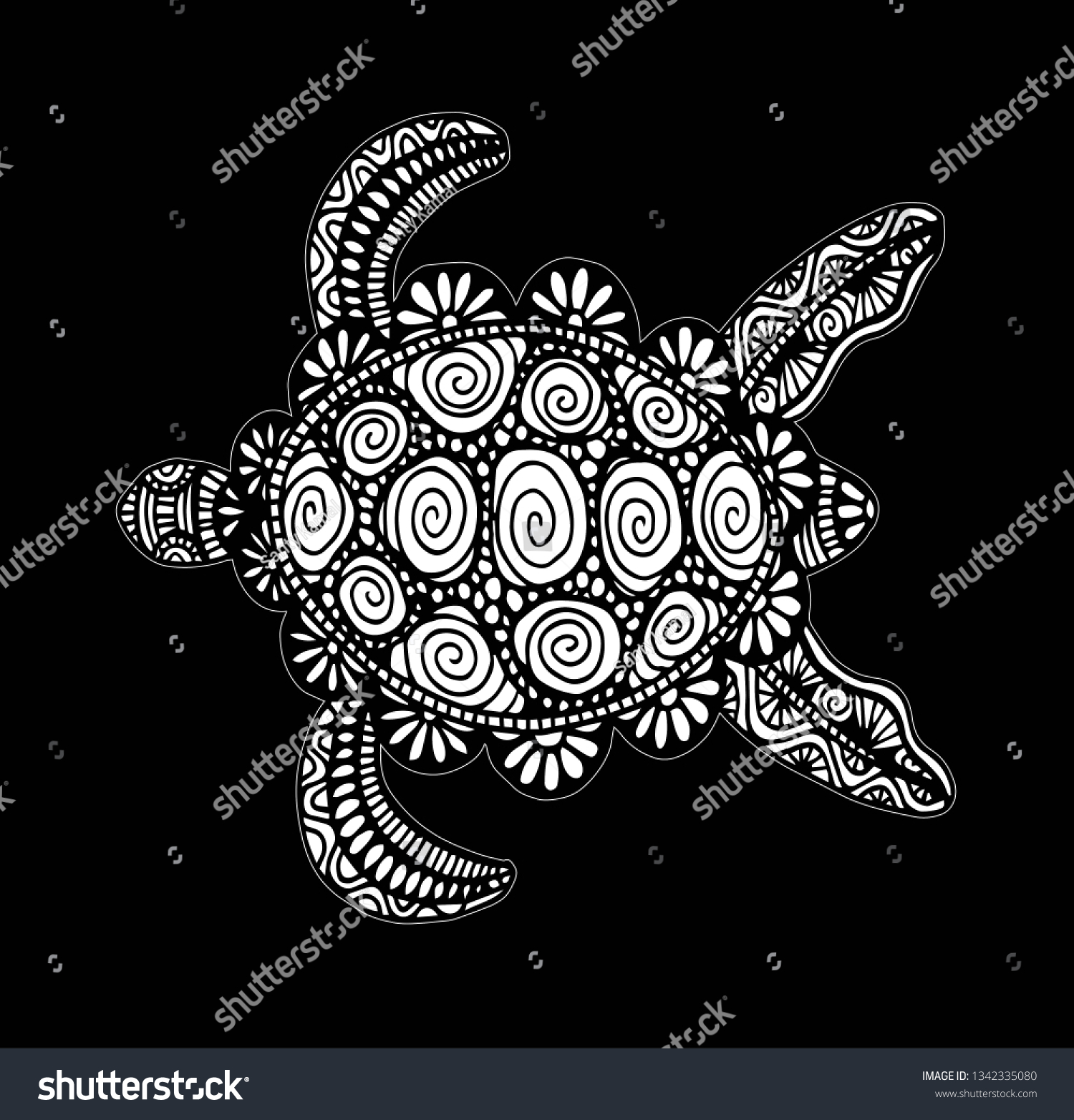 SVG of Turtle coloring book for adults vector illustration. Anti-stress coloring for adult. Zentangle style. Black and white lines, hand drawing svg