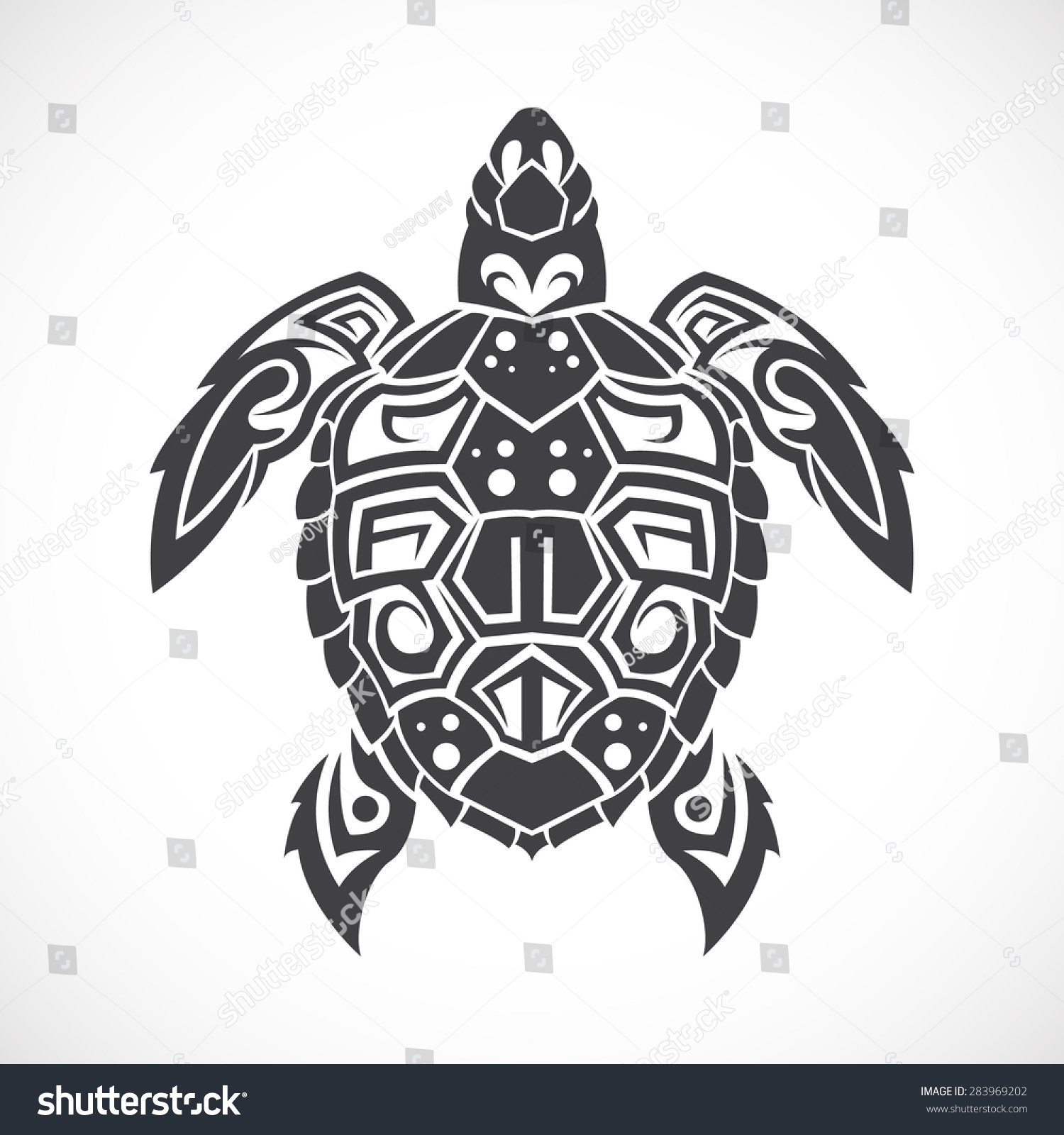 Turtle Tribal On White Background Stock Vector (Royalty Free) 283969202 ...