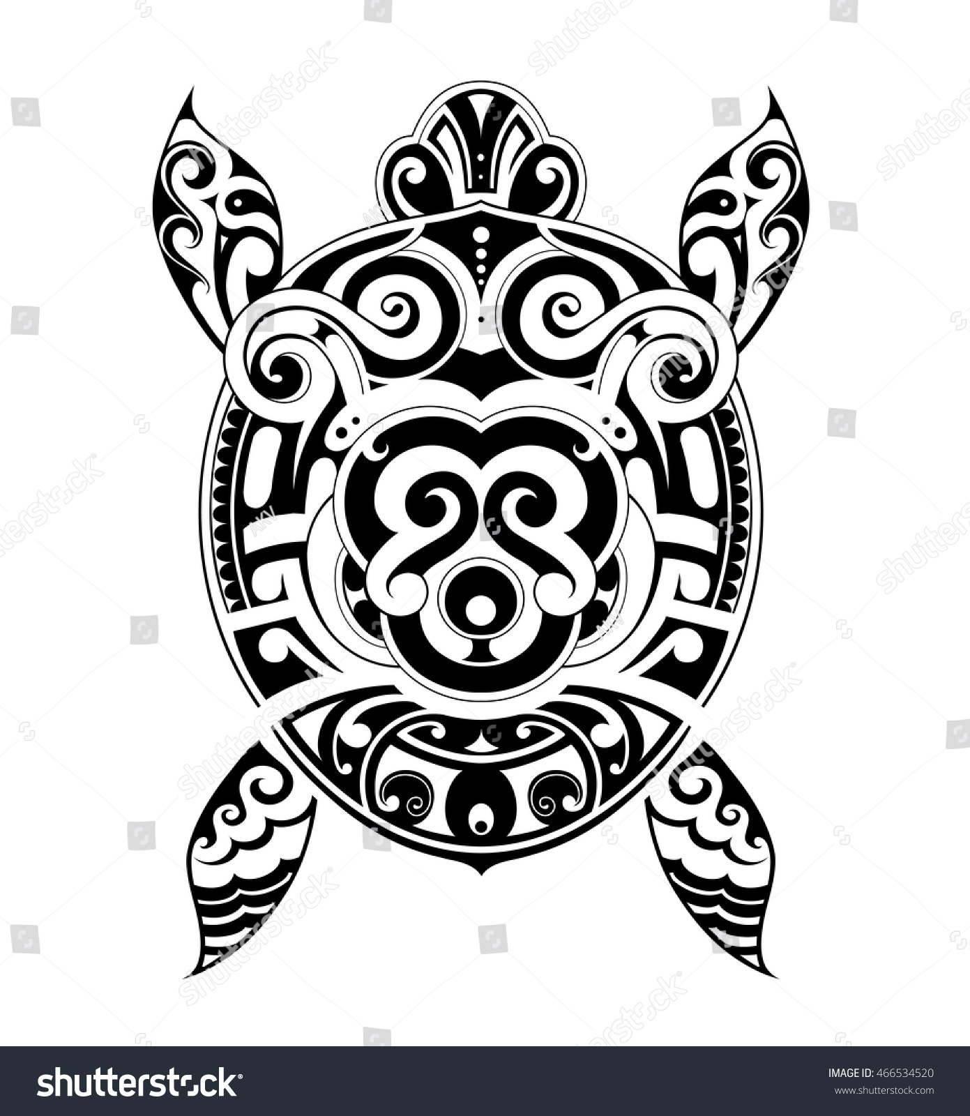 Turtle Tattoo Maori Style Stock Vector (Royalty Free) 466534520