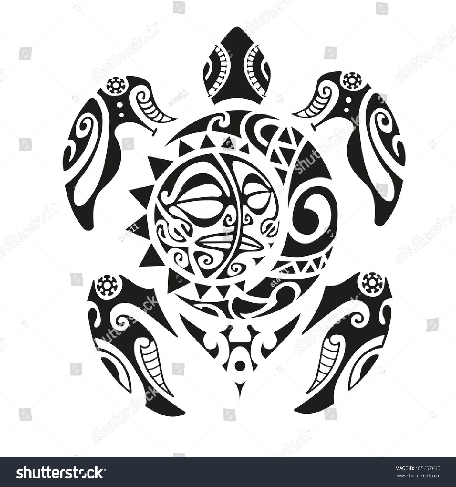 Turtle Tattoo Maori Style Vector Illustration Stock Vector 485657695 ...