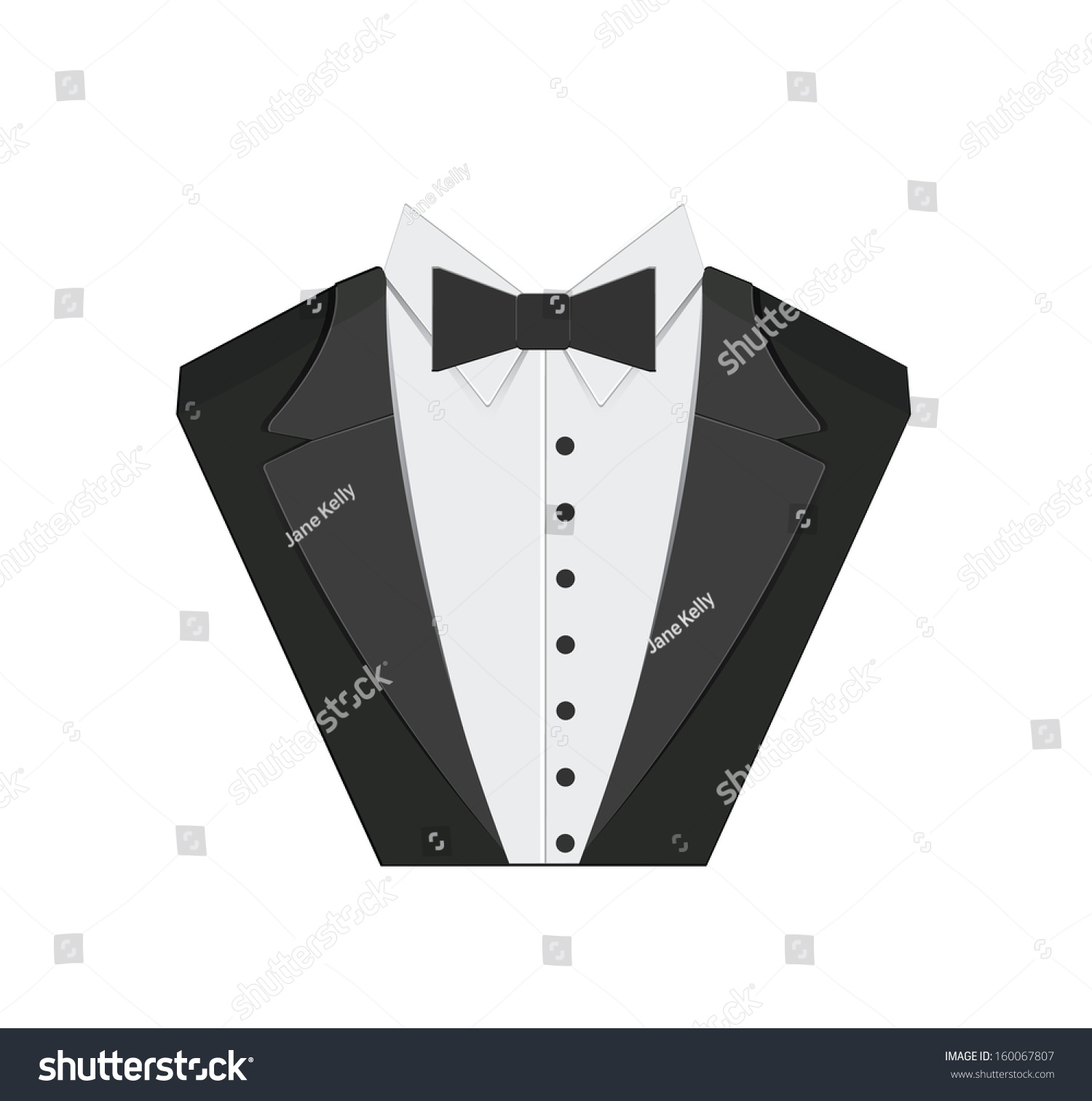 black tuxedo shirt with bow tie clip art preview