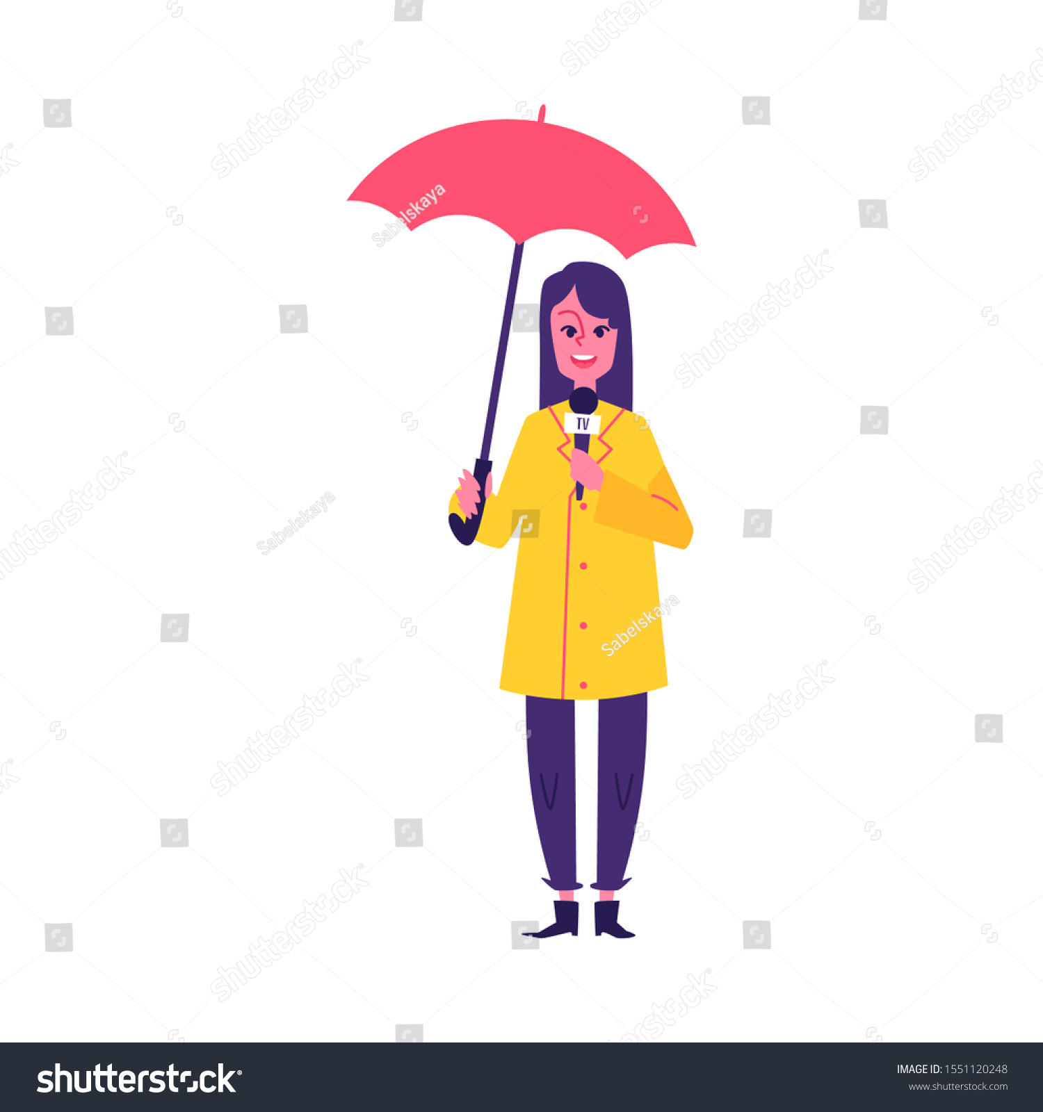 Tv Live Show Presenter Girl Reporter Stock Vector (Royalty Free ...