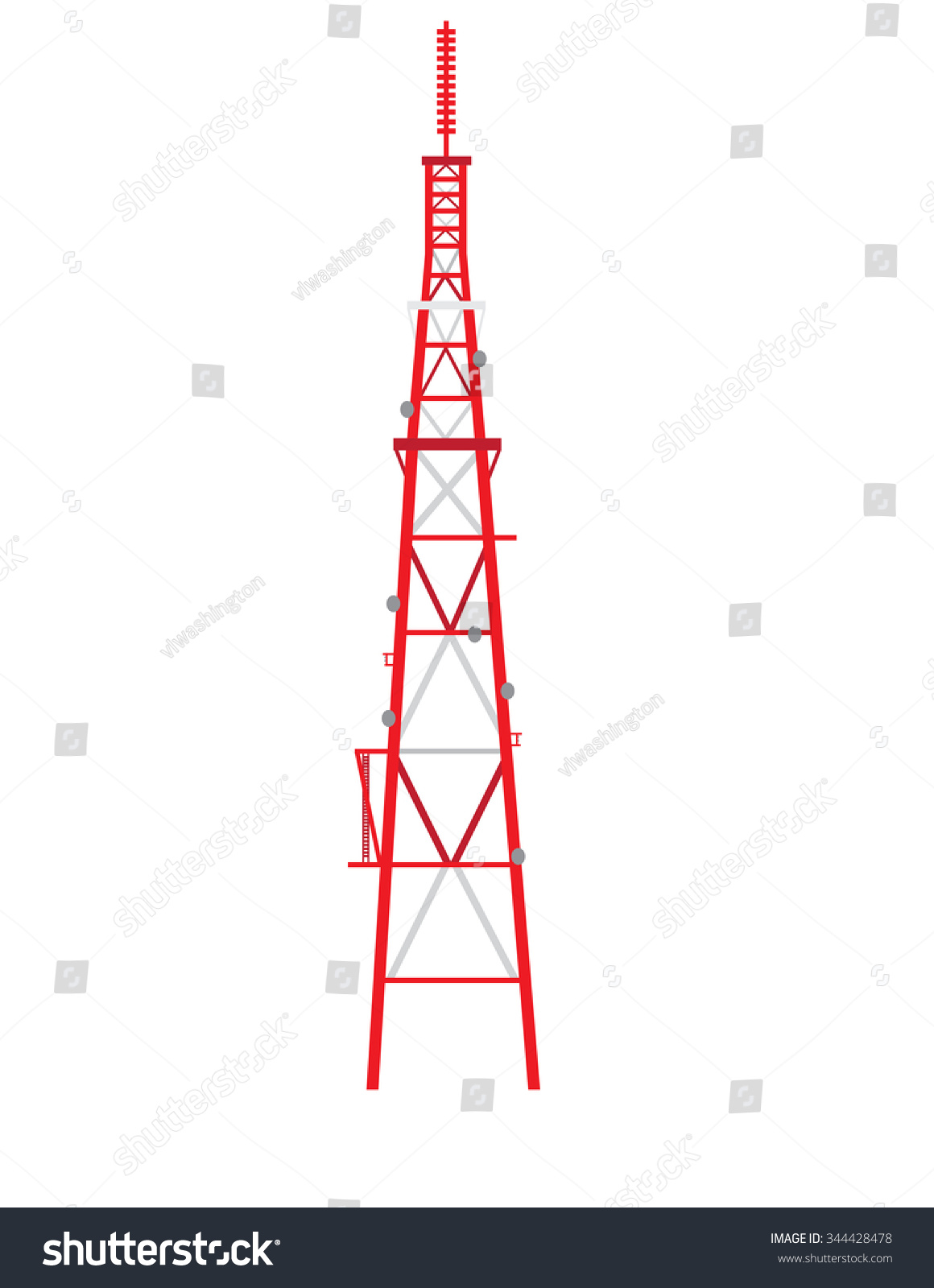 Tv Tower Stock Vector Illustration 344428478 : Shutterstock