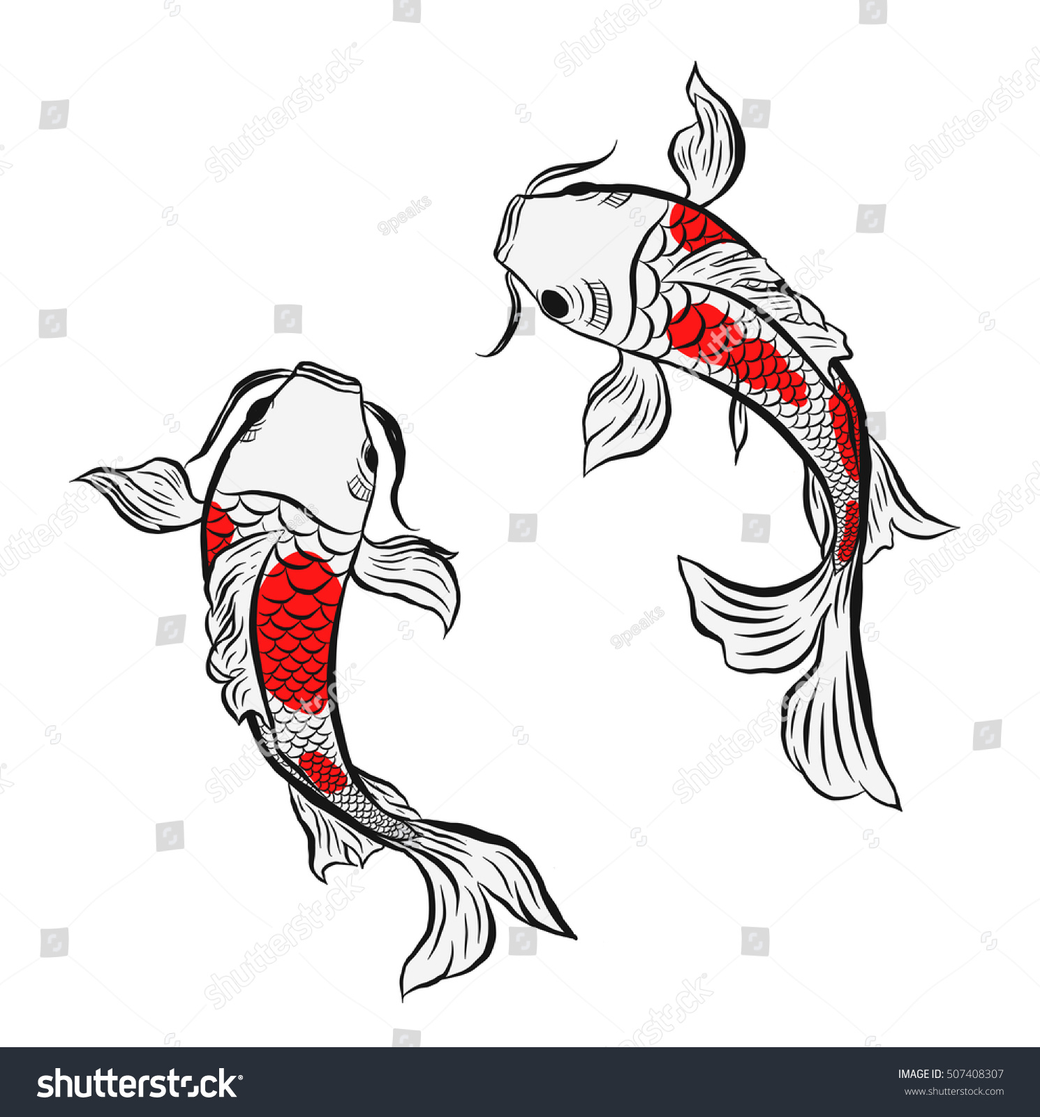 Twin Fish Koi Illustration Isolated Stock Vector (Royalty Free ...