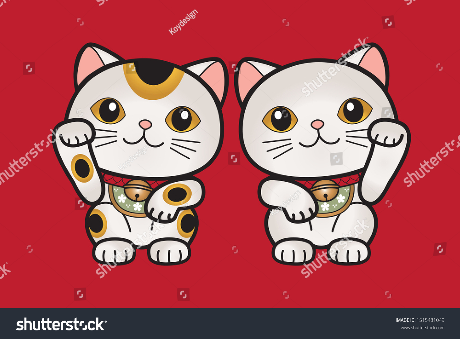 SVG of Twin maneki neko. Lucky cats japanese. Cute cat illustration vector. svg