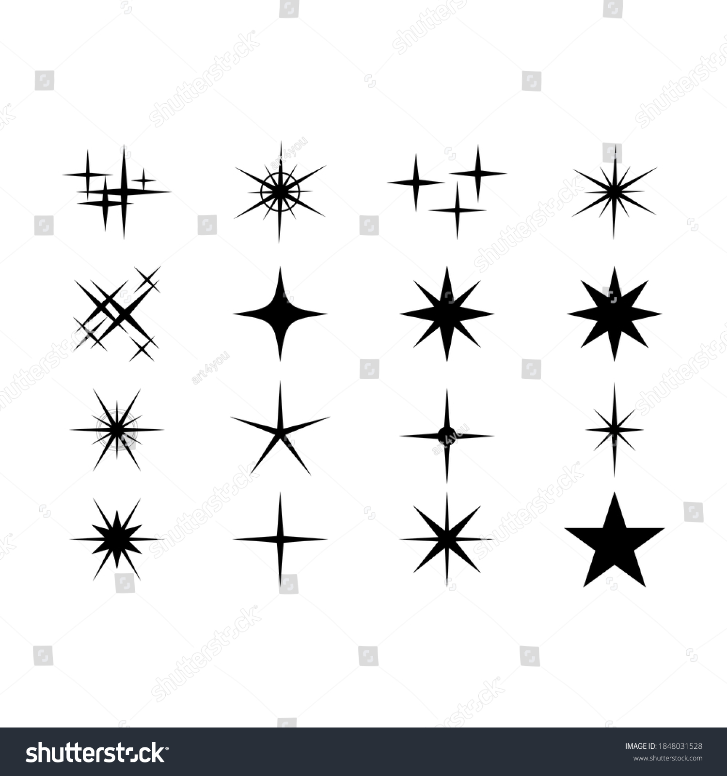 Twinkling Star Set Isolated On White Stock Vector (Royalty Free) 1848031528