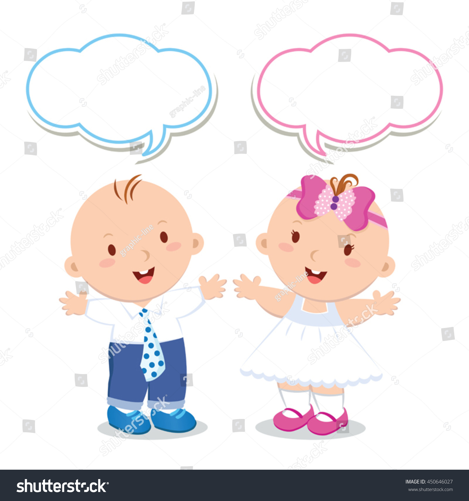 Twins Baby Boy Girl Vector Illustration Stock Vector 450646027 ...