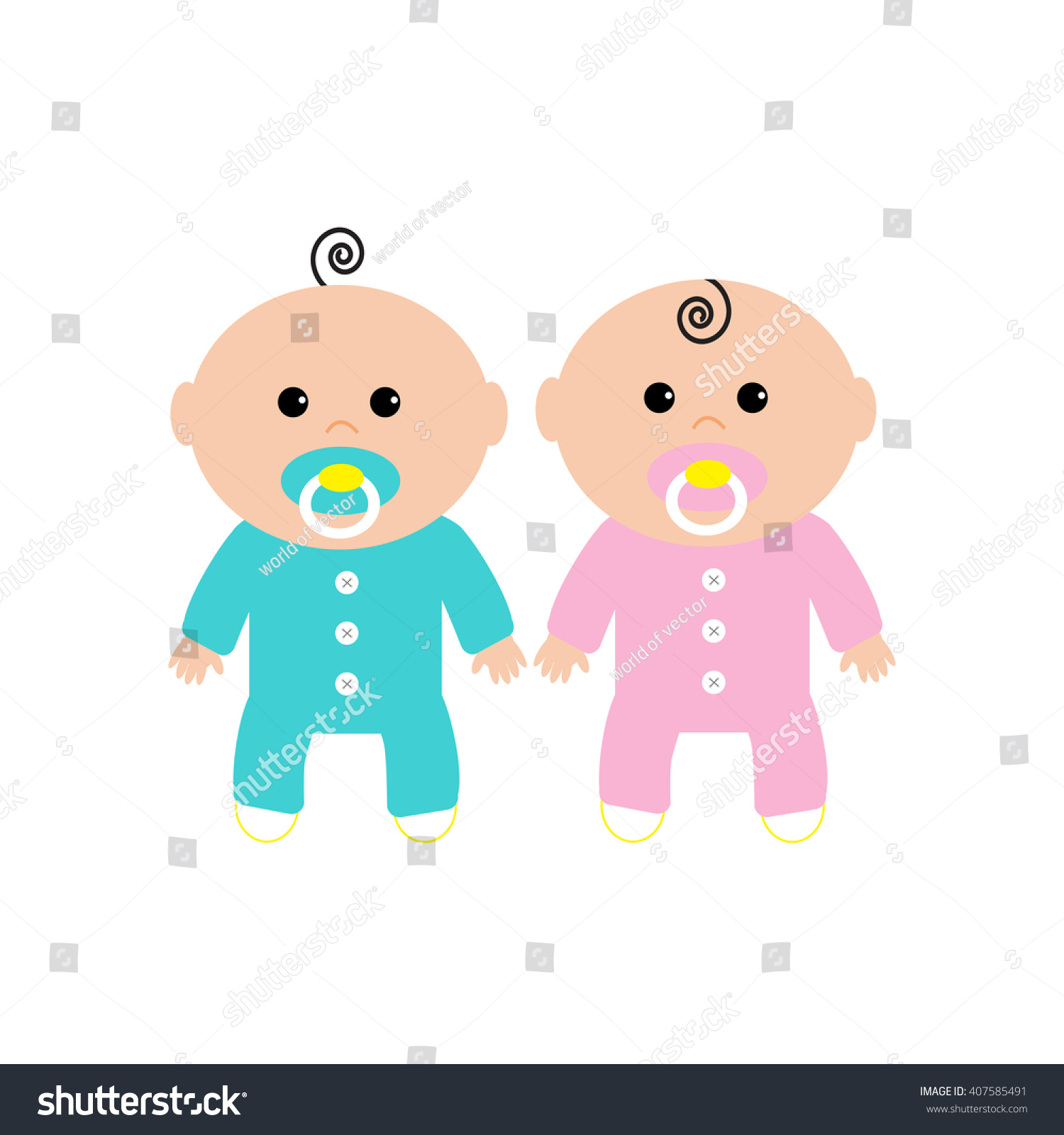 Twins Two Cute Twin Babies On Stock Vector Royalty Free