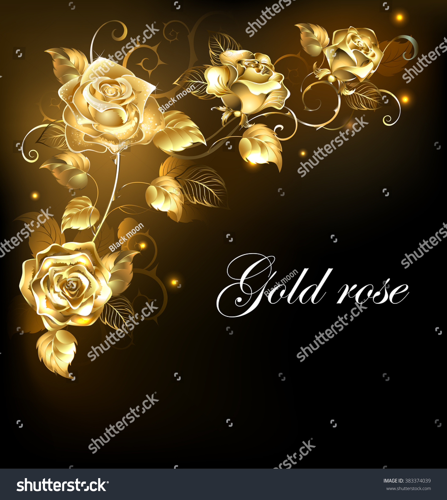 SVG of Twisted gold roses on black background. svg