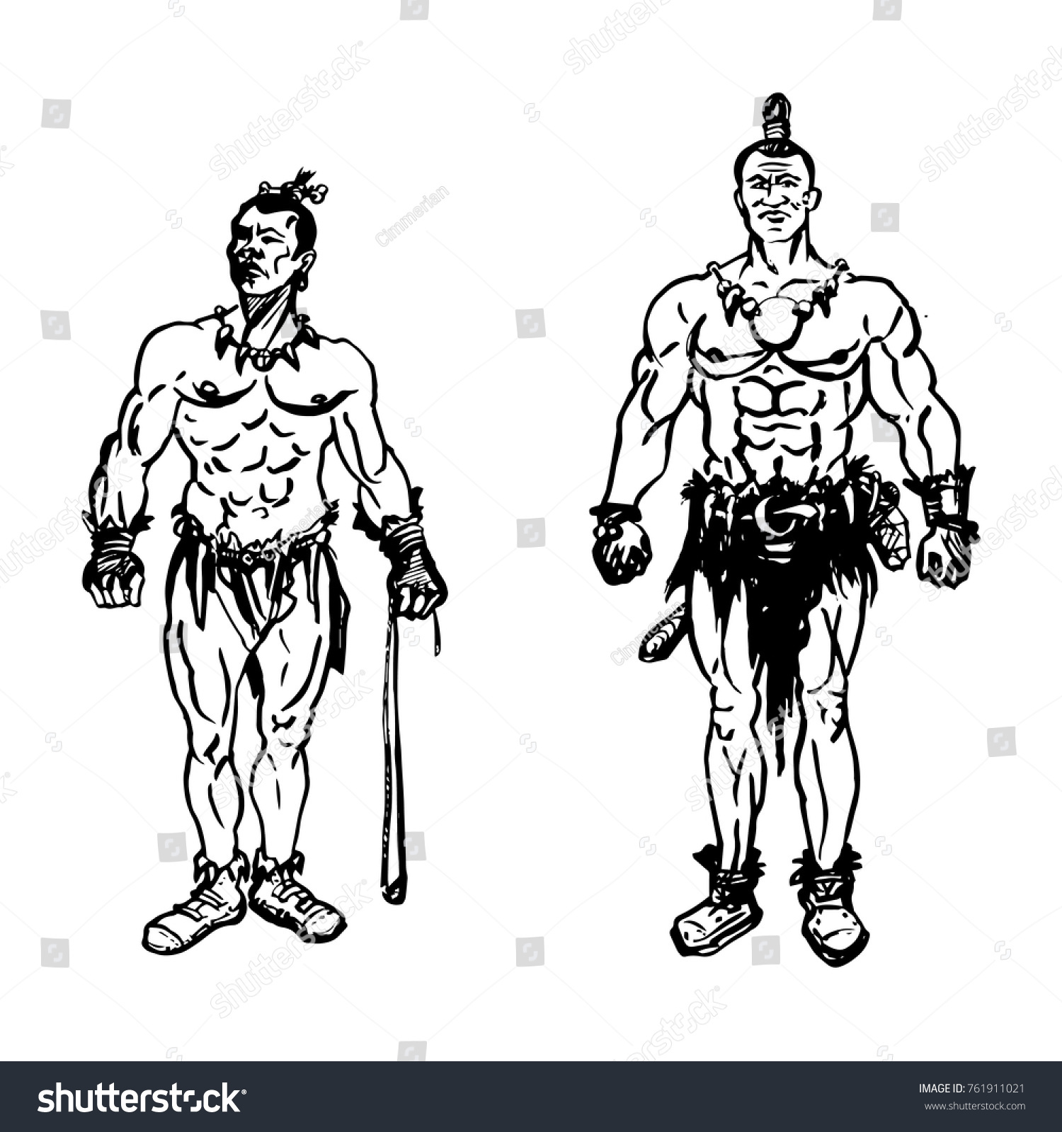 SVG of Two aborigines with arms. Cro-Magnon, ancient man svg