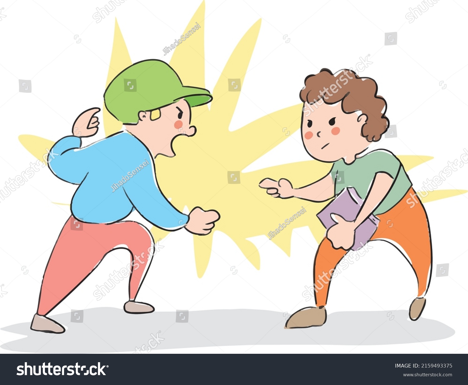 Two Boys Fighting Each Other Kids Stock Vector (Royalty Free ...