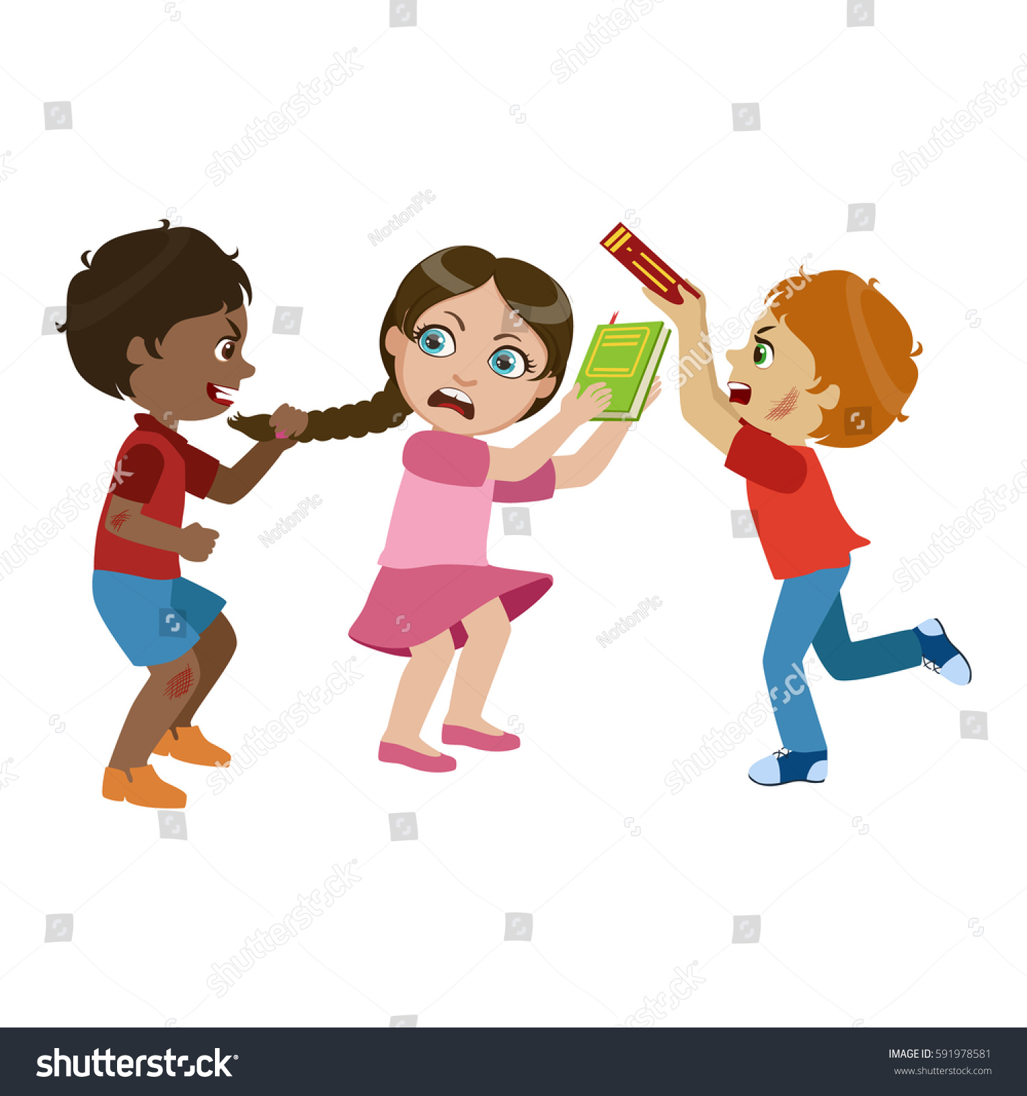 Two Boys Bullying Girl Part Bad Stock Vector 591978581 - Shutterstock