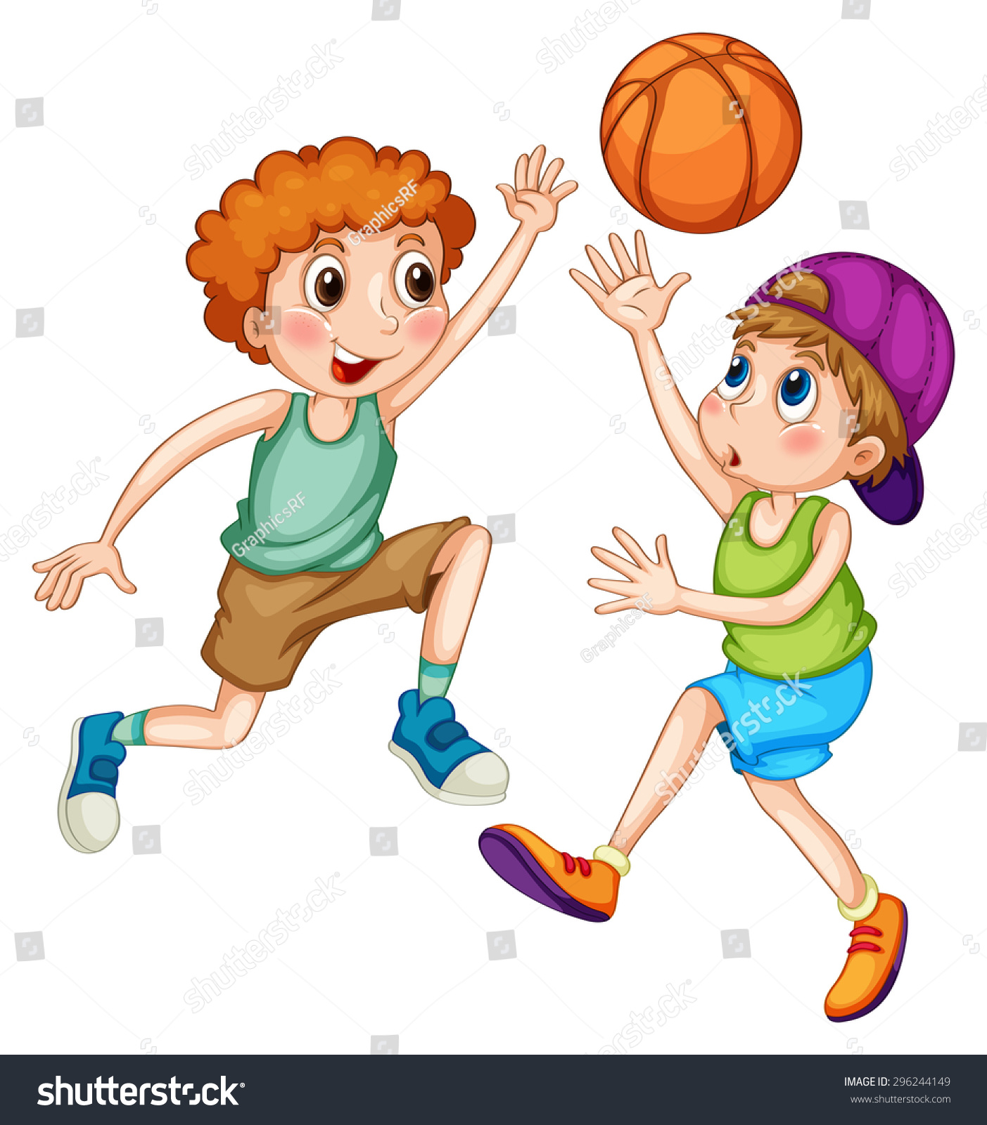 Two Boys Playing Basketball Together Stock Vector 296244149 - Shutterstock