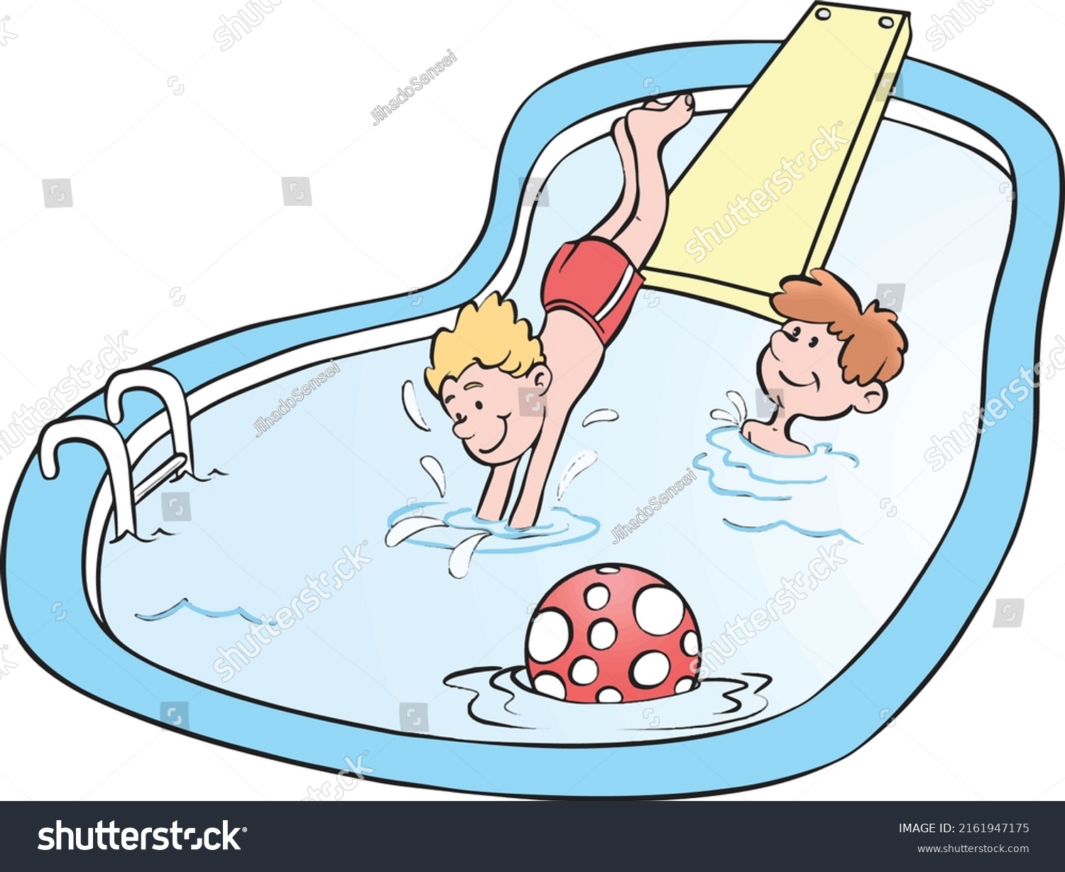 Two Boys Swimming Pool Stock Vector (royalty Free) 2161947175 